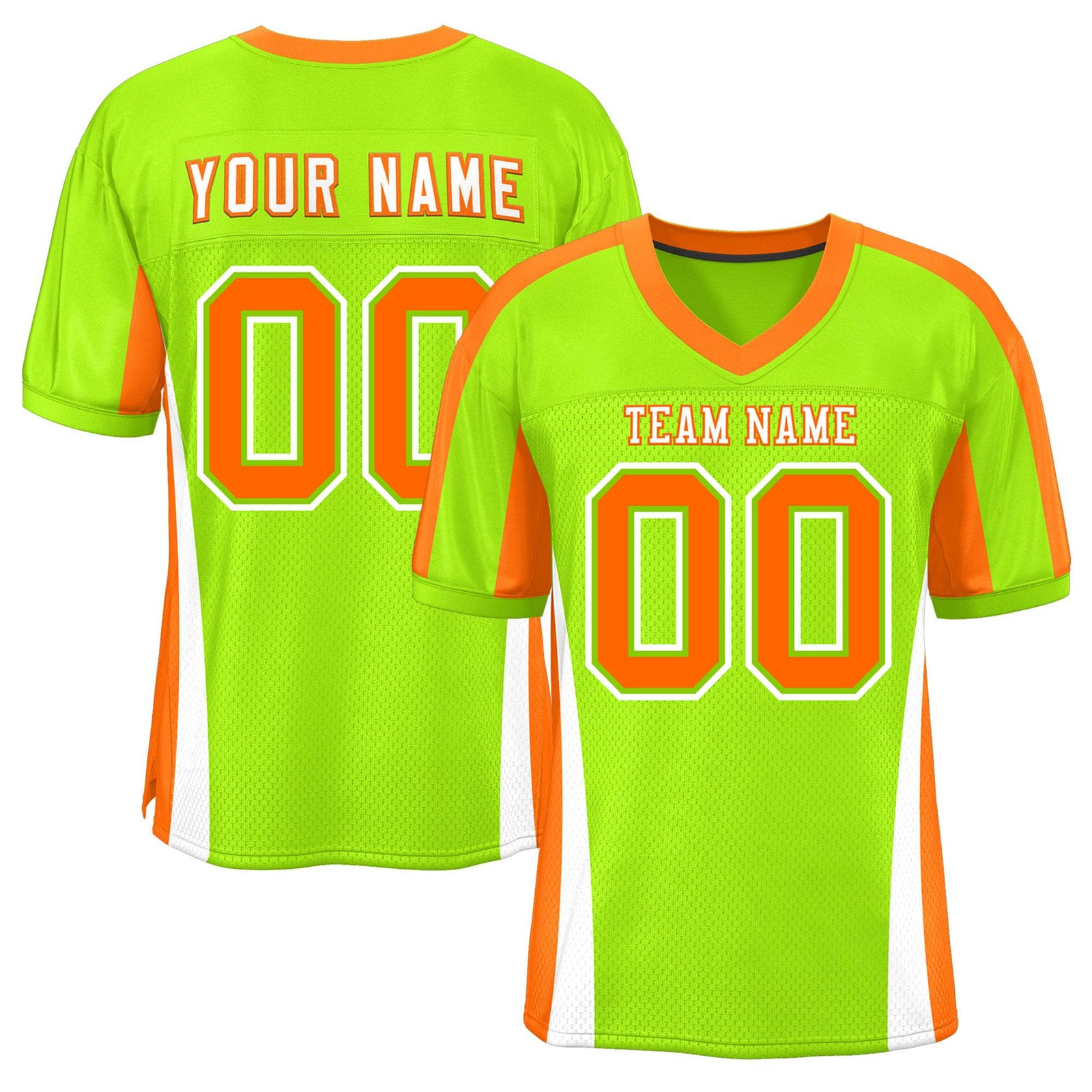 Custom Neon Green Color Block Mesh Authentic Football Jersey