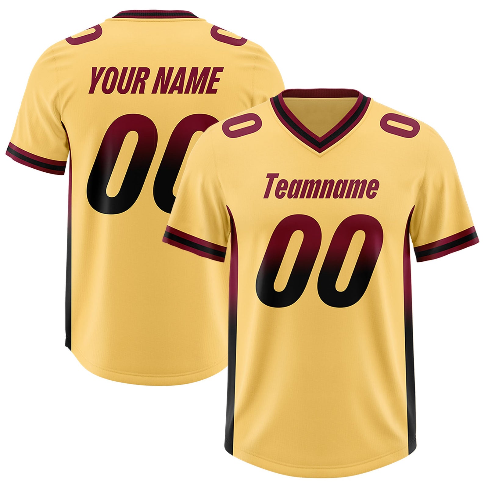 Custom Khaki Cardinal and Black Sides Gradient Fashion Personalized Team Football Jersey