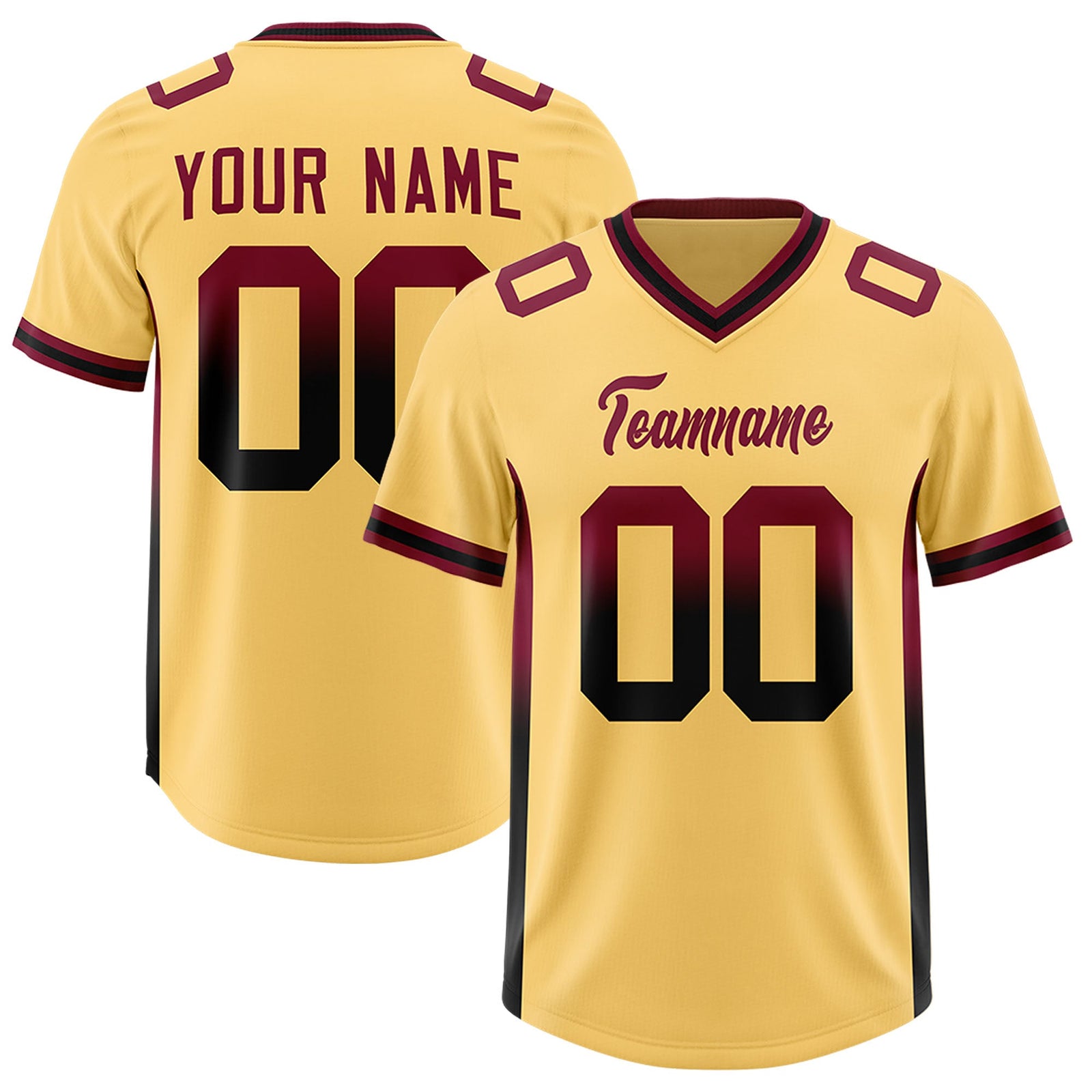 Custom Khaki Cardinal and Black Sides Gradient Fashion Personalized Team Football Jersey