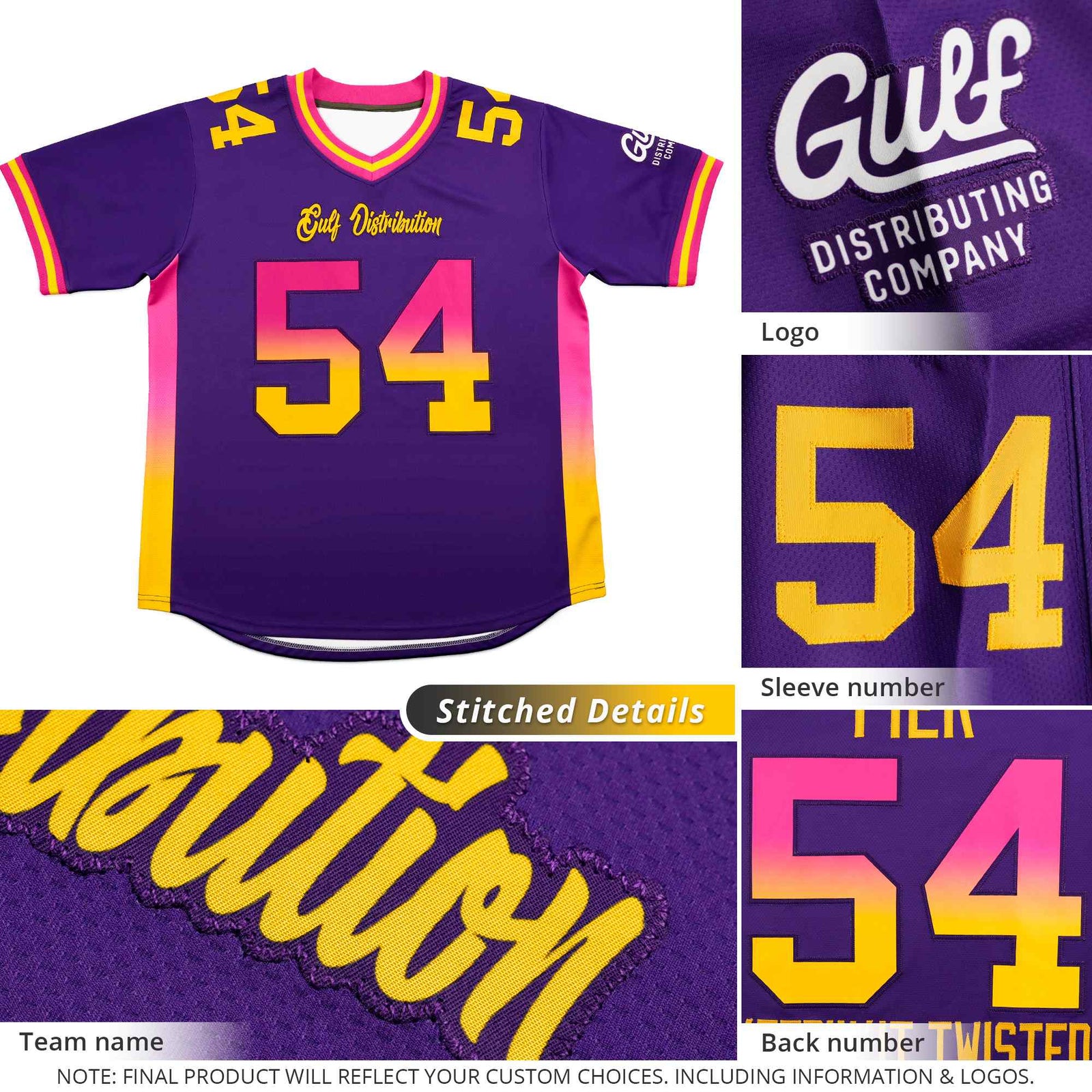 Custom Pink Neon Green and Gold Sides Gradient Fashion Personalized Team Football Jersey