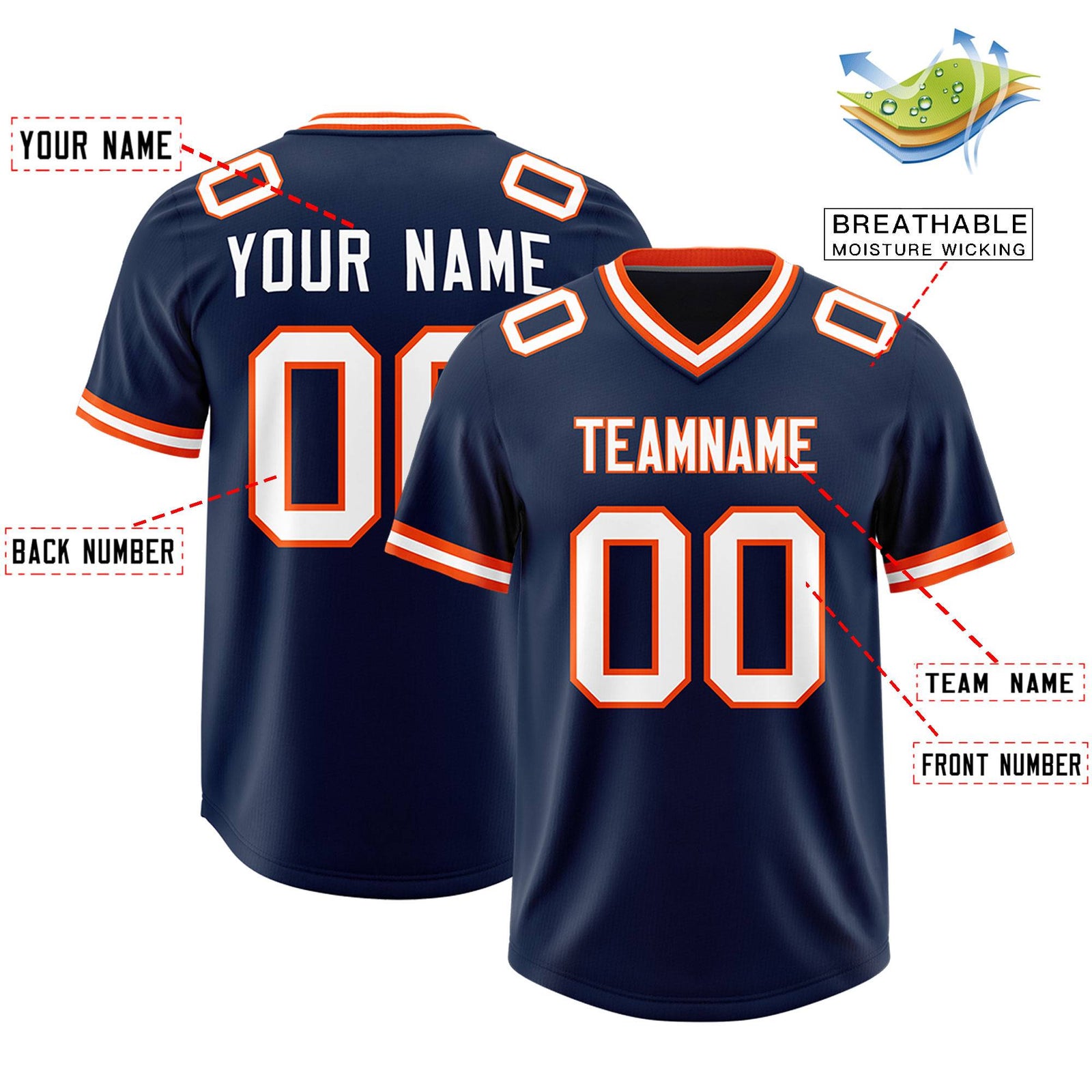 Custom Navy Classic Style American Football Jerseys