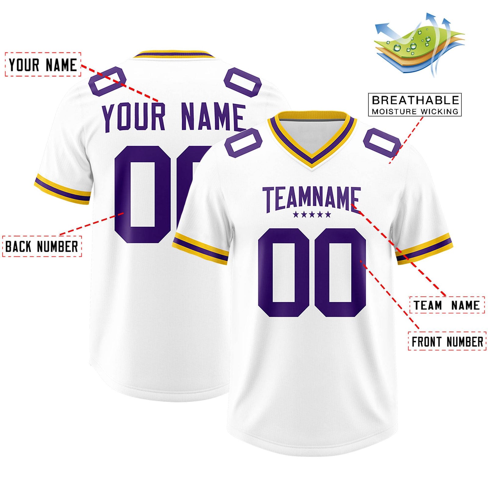 Custom White Classic American Football Jerseys