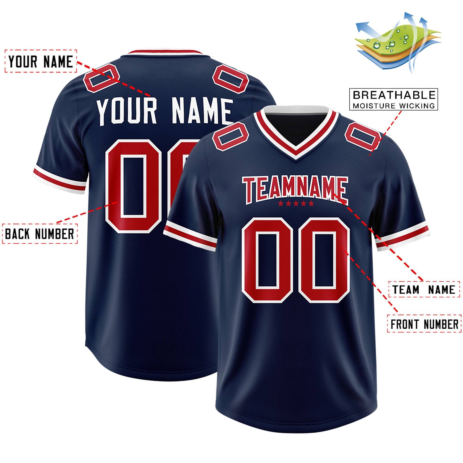 Custom Navy Classic American Football Jerseys