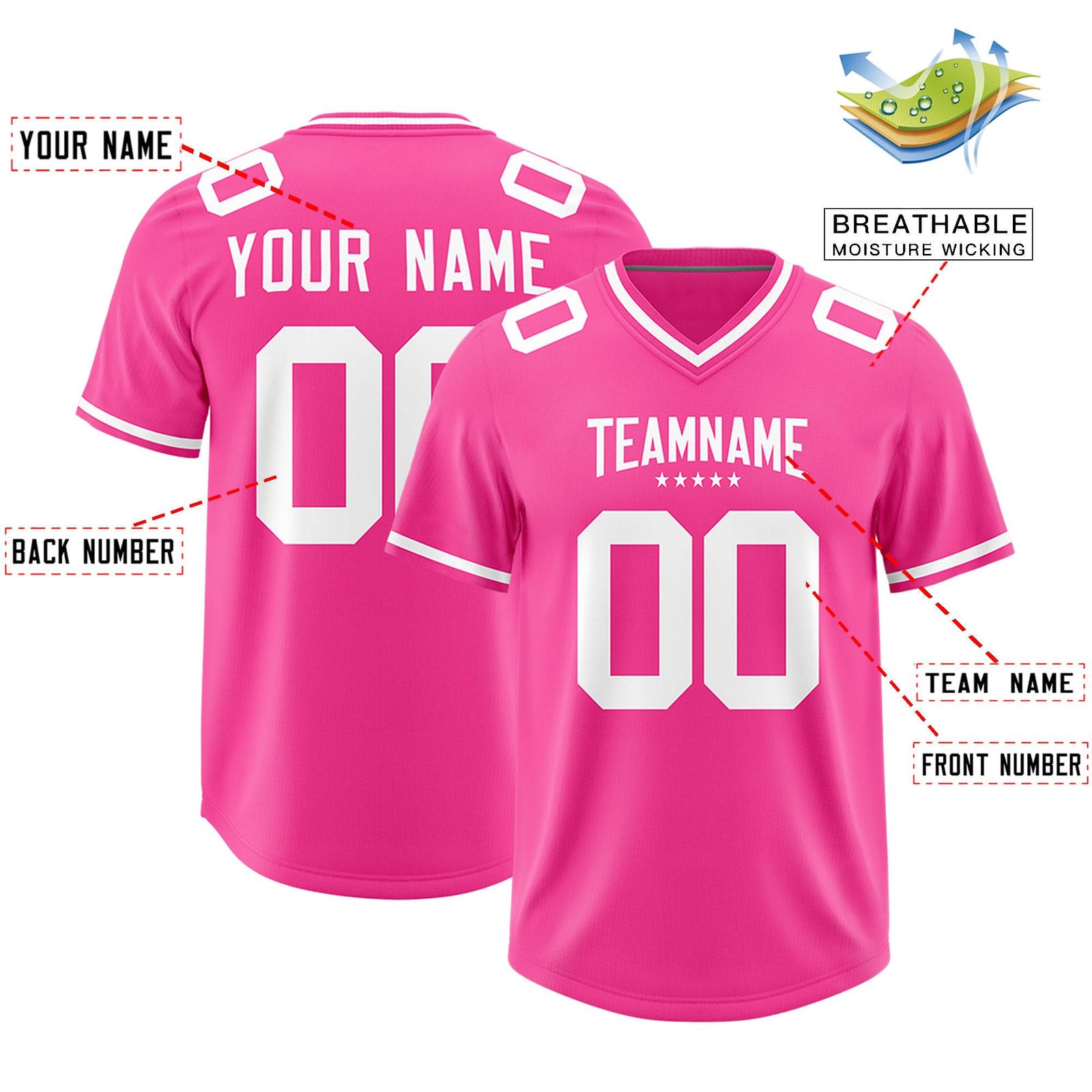 Custom Pink Classic American Football Jerseys