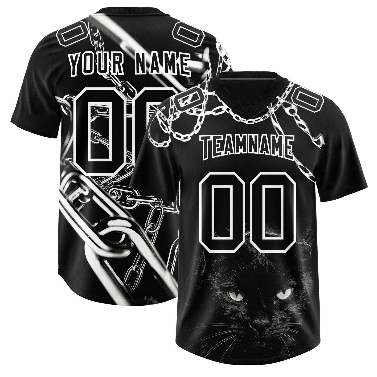 Custom Black White Graffiti Pattern Chains Football Jersey| KXKSHOP