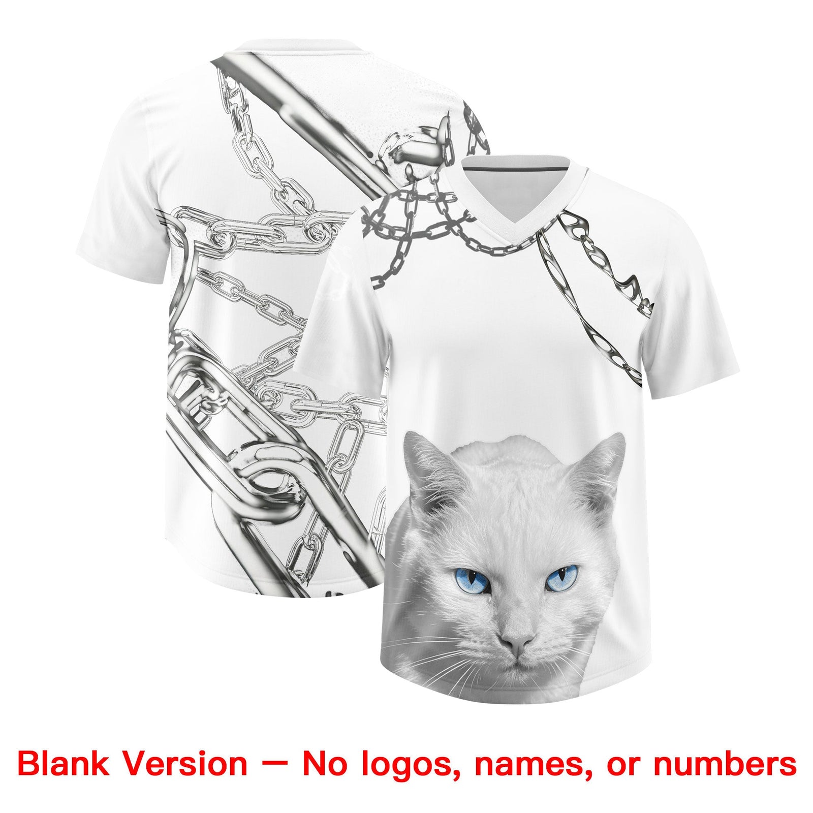Custom White Light Blue Graffiti Pattern Chains Football Jersey| KXKSHOP