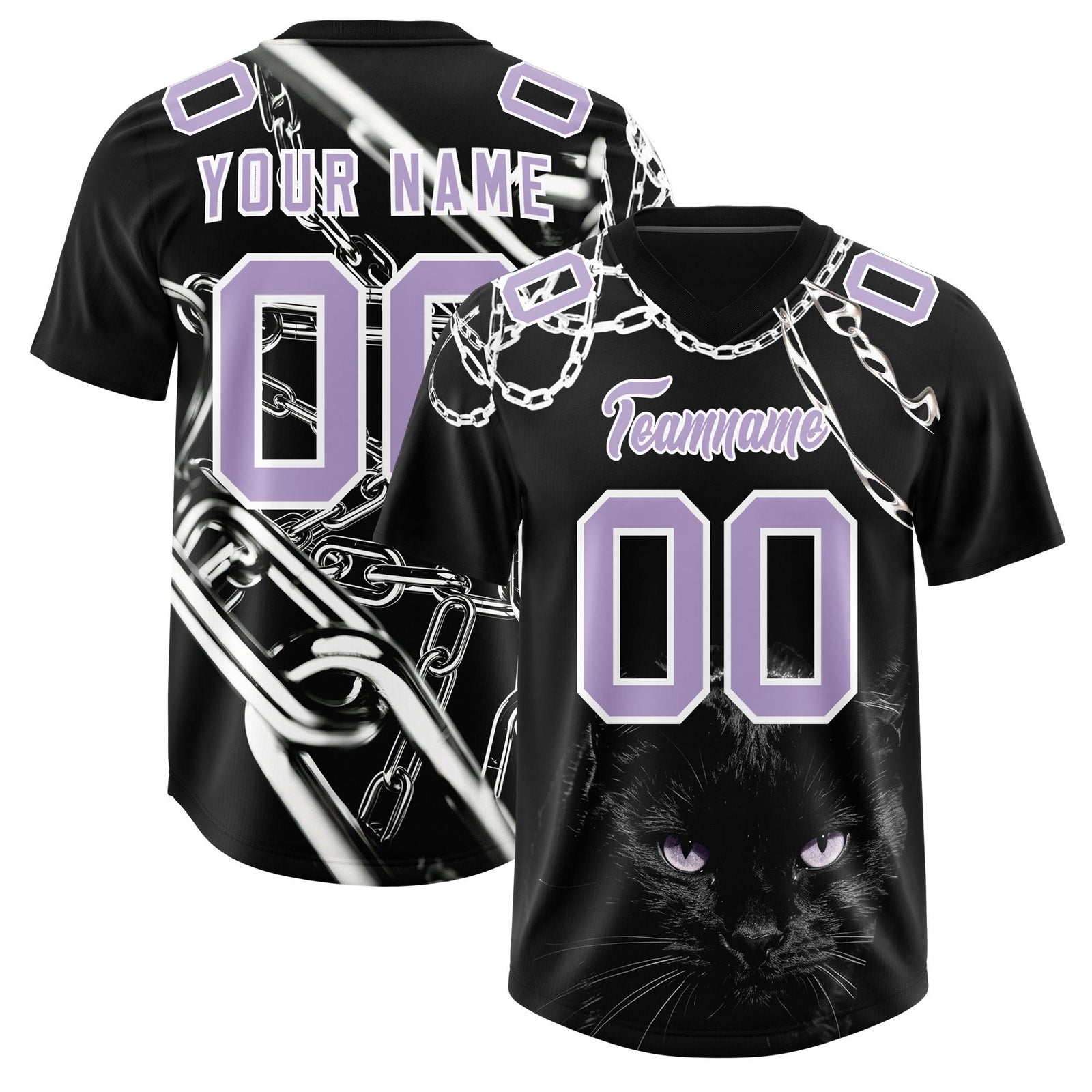 Custom Black Light Purple Graffiti Pattern Chains Football Jersey| KXKSHOP
