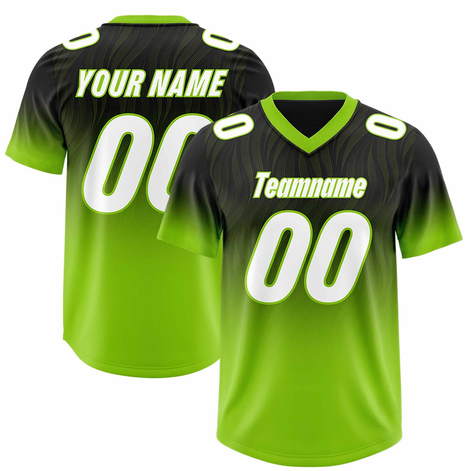 Custom Black Neon Green Gradient Fashion Outdoor Authentic Football Jersey