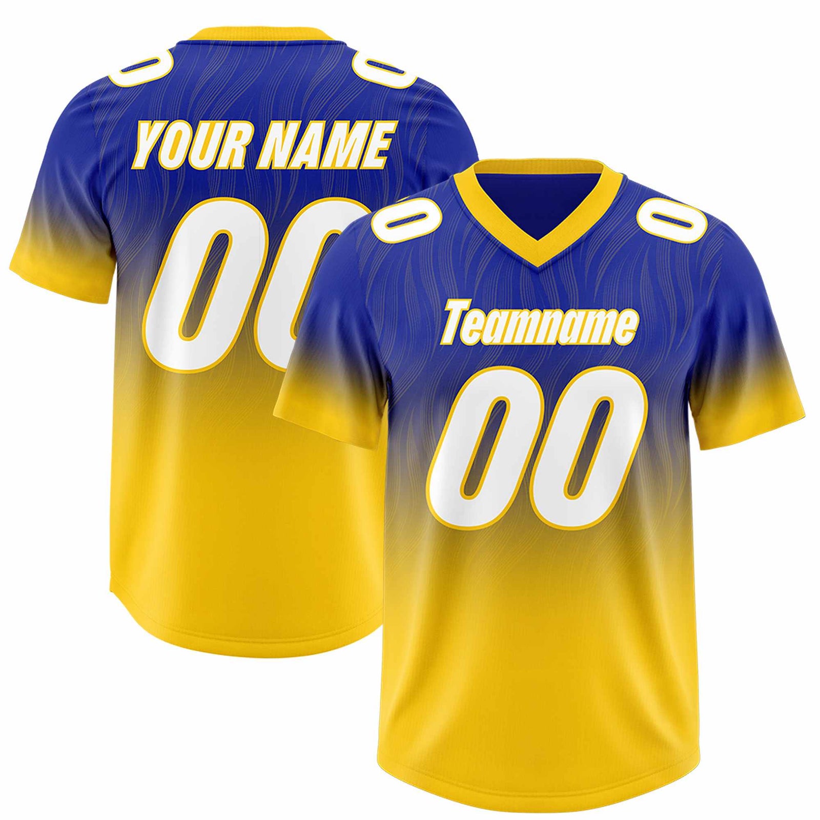 Custom Royal Gold Gradient Fashion Outdoor Authentic Football Jersey