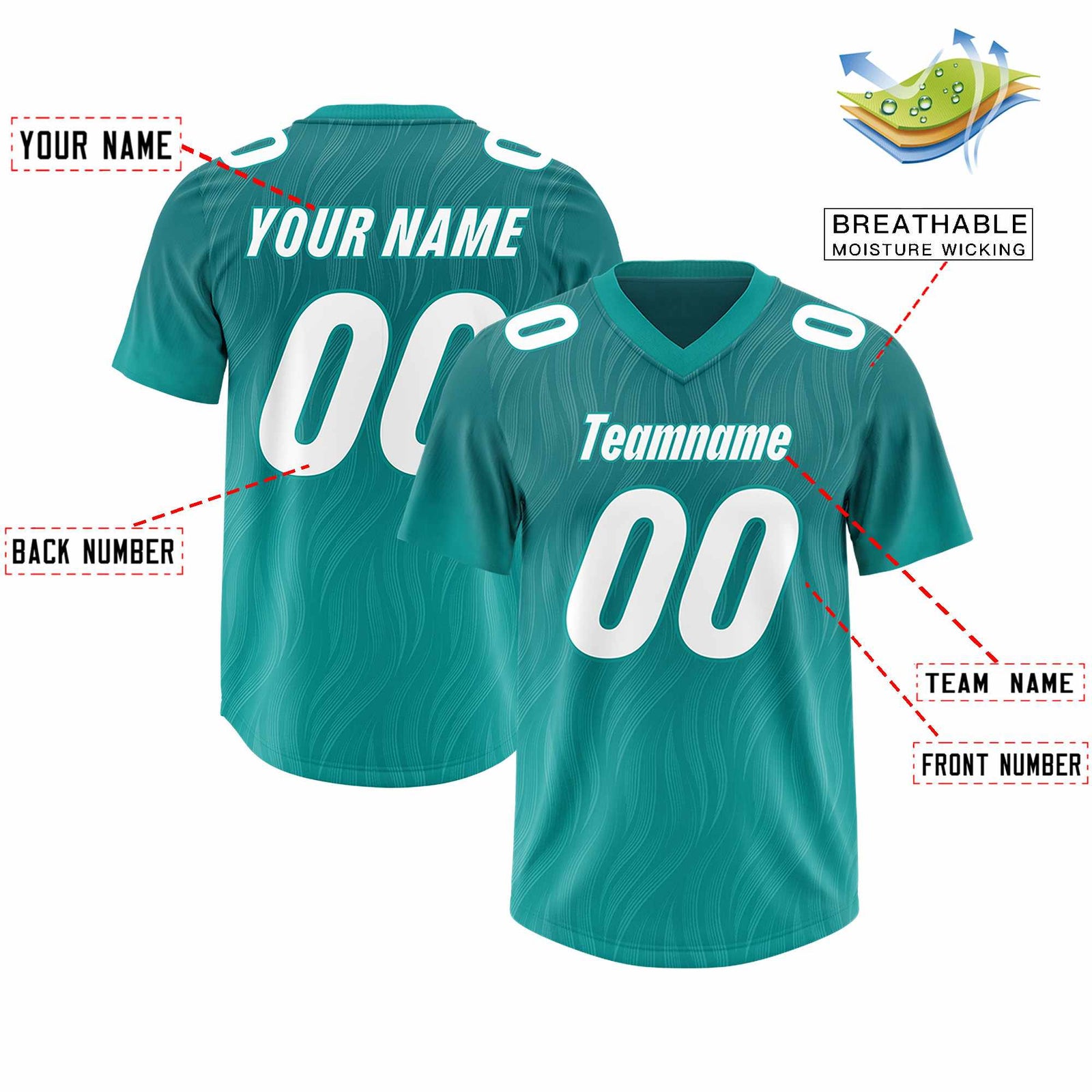 Custom Aqua Aqua Gradient Fashion Outdoor Authentic Football Jersey