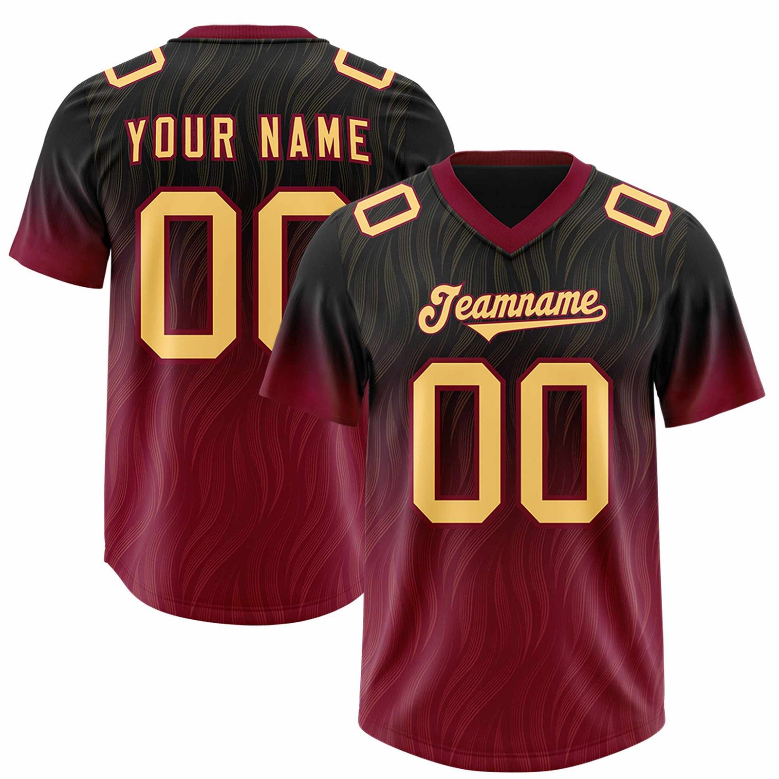 Custom Black Cardinal Gradient Fashion Outdoor Authentic Football Jersey