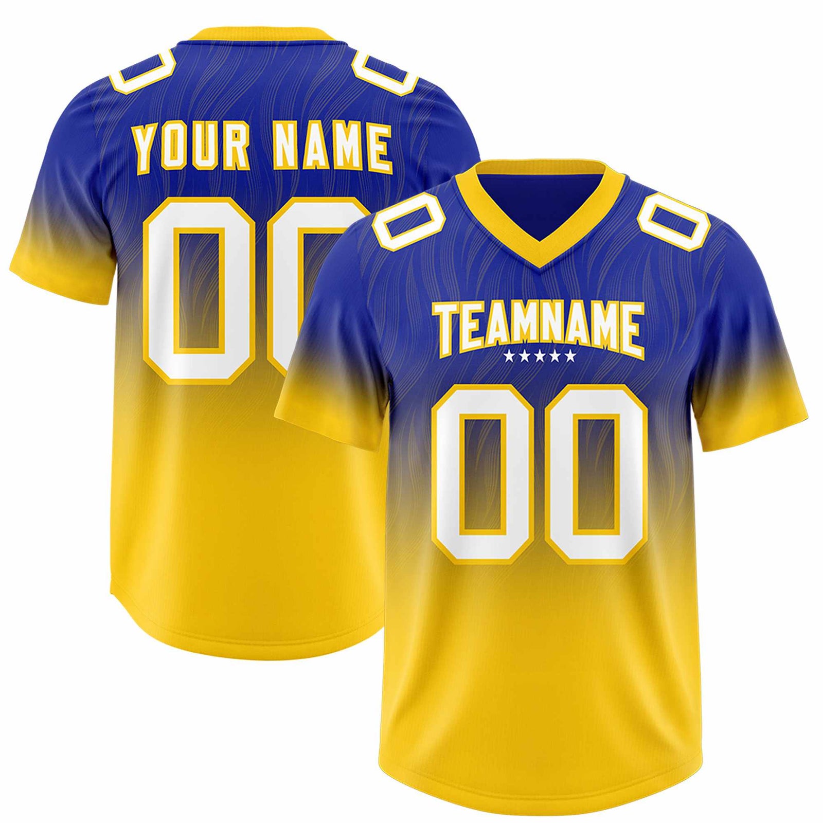 Custom Royal Gold Gradient Fashion Outdoor Authentic Football Jersey