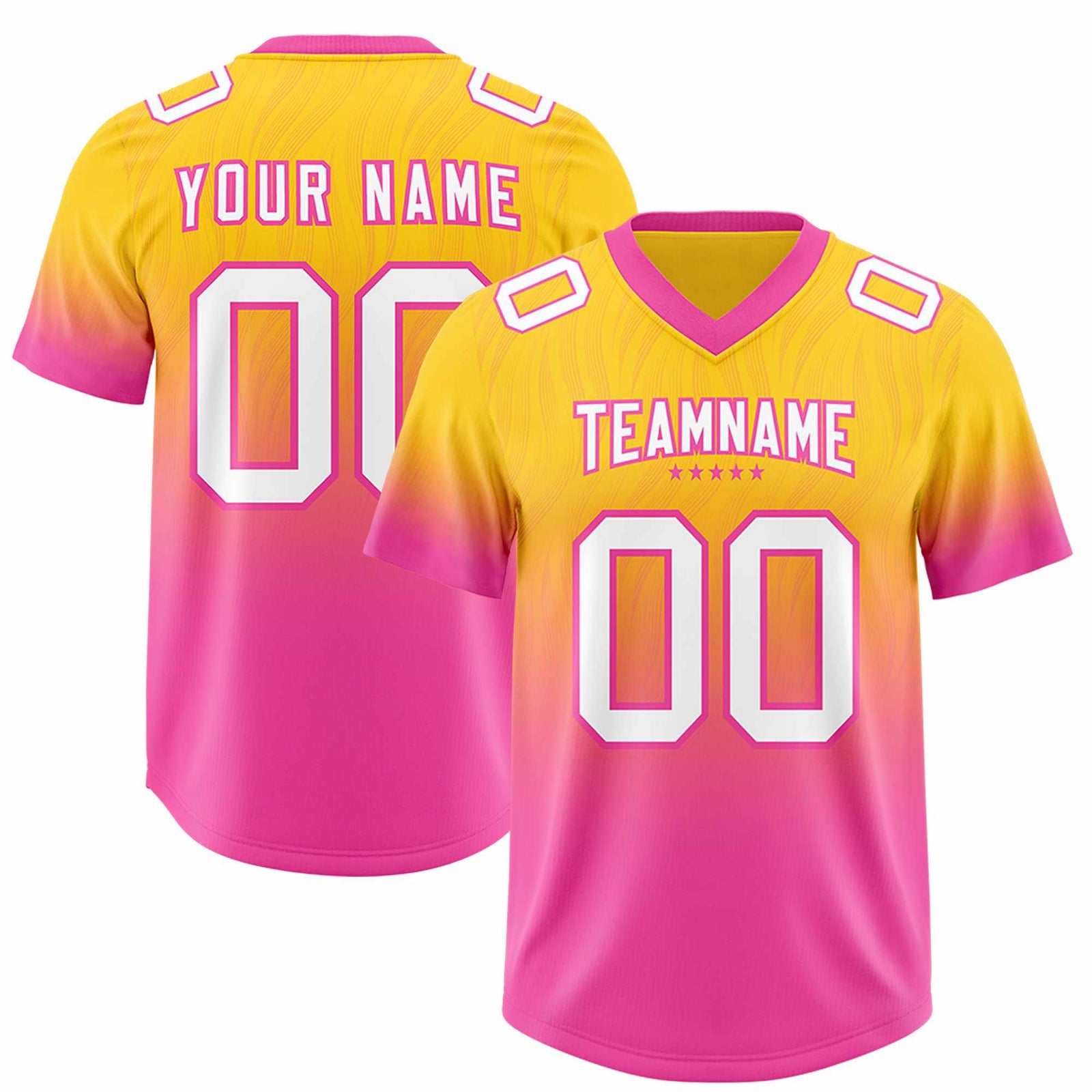 Custom Gold Pink Gradient Fashion Outdoor Authentic Football Jersey