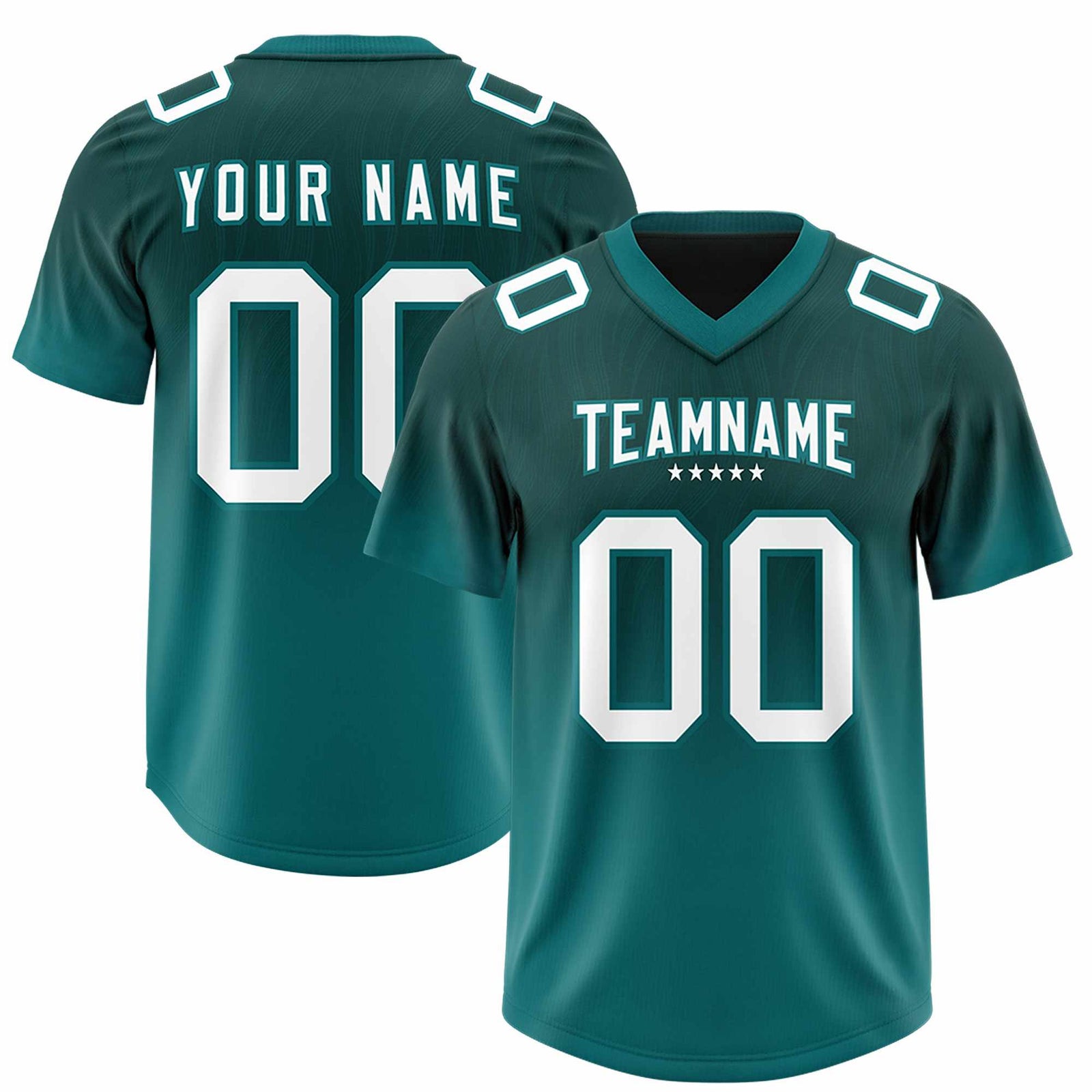 Custom Midnight Green Aqua Gradient Fashion Outdoor Authentic Football Jersey