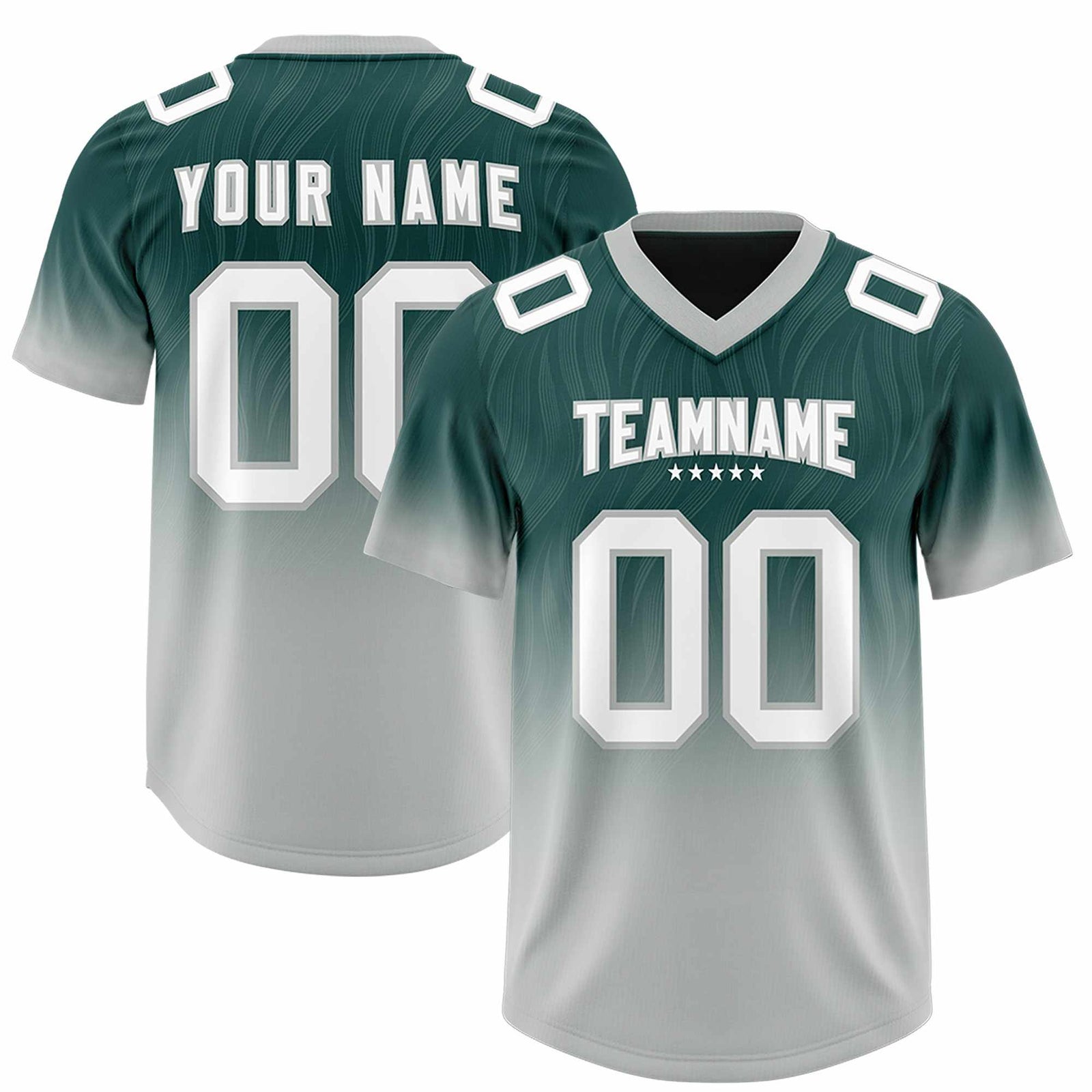 Custom Midnight Green Gray Gradient Fashion Outdoor Authentic Football Jersey