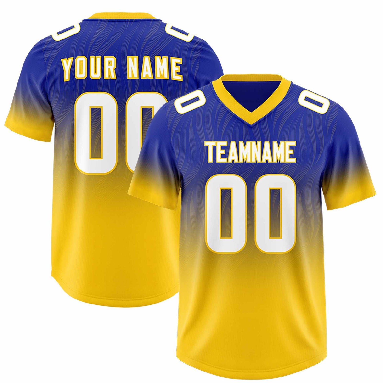 Custom Royal Gold Gradient Fashion Outdoor Authentic Football Jersey