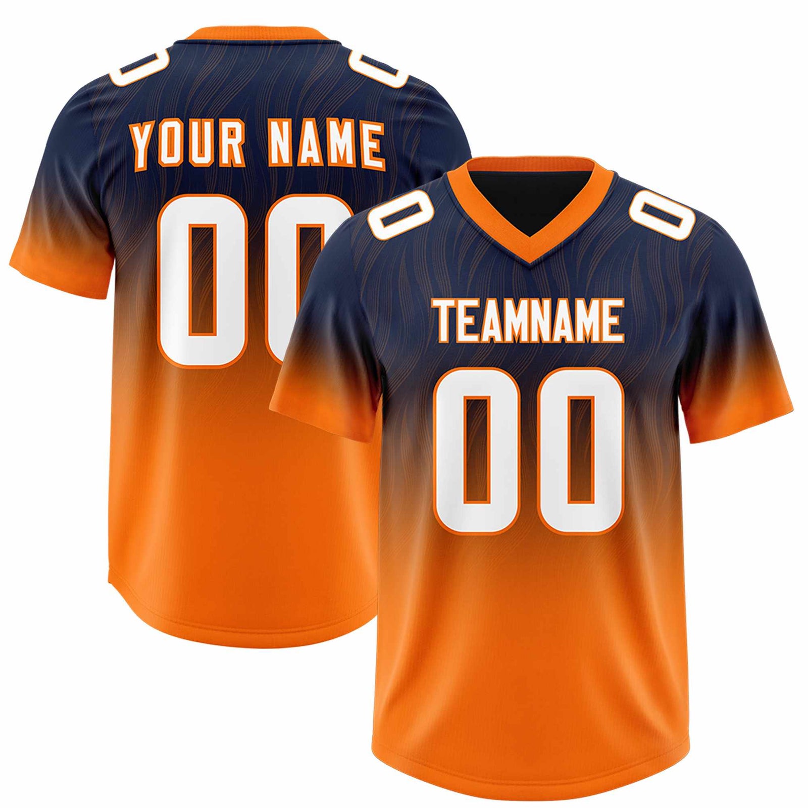 Custom Navy Orange Gradient Fashion Outdoor Authentic Football Jersey