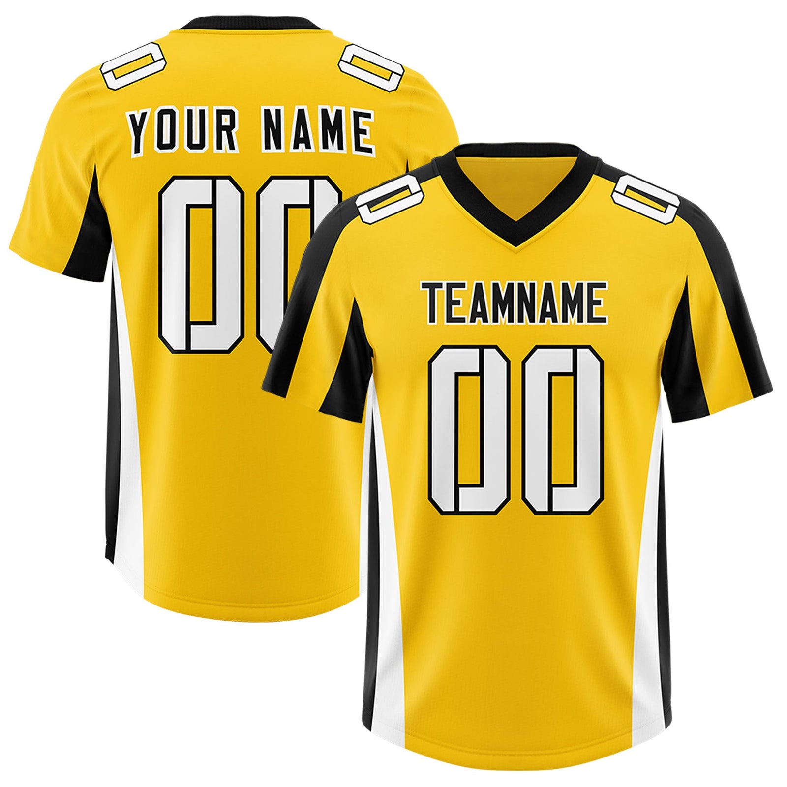 Custom Gold Black Side Stripe Pattern Authentic Football Jersey