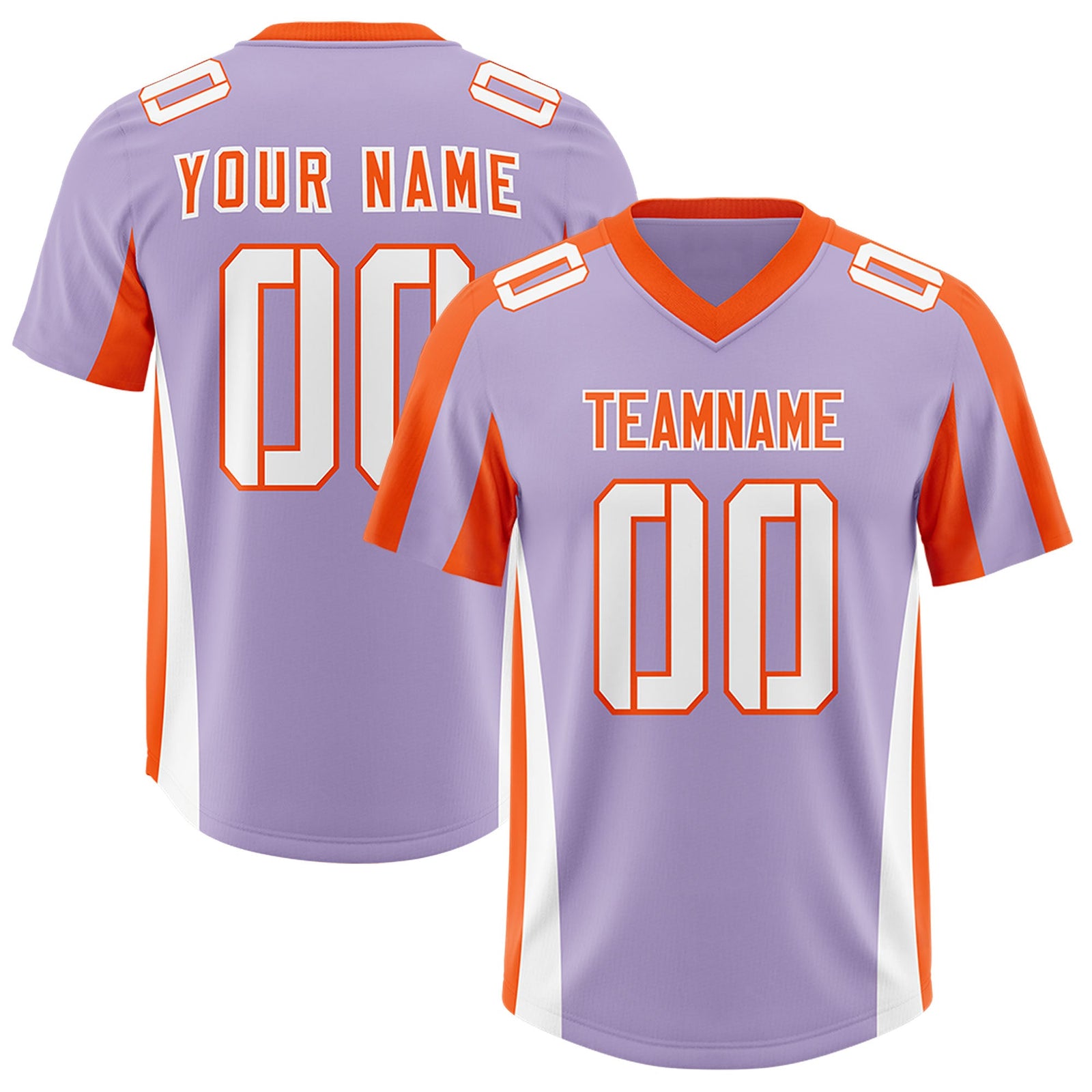 Custom Light Purple Orange Side Stripe Pattern Authentic Football Jersey