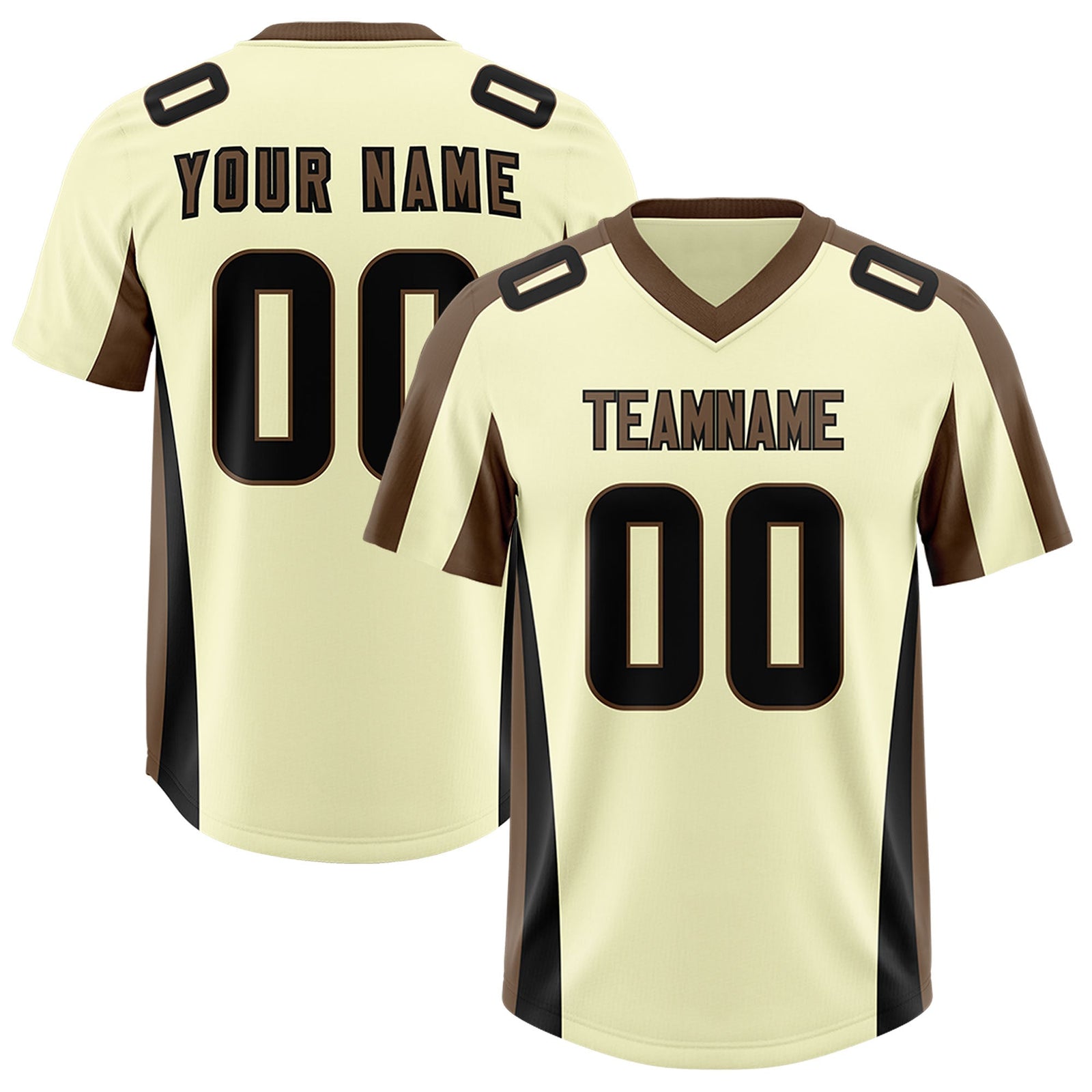 Custom Cream Light Brown Side Stripe Pattern Authentic Football Jersey