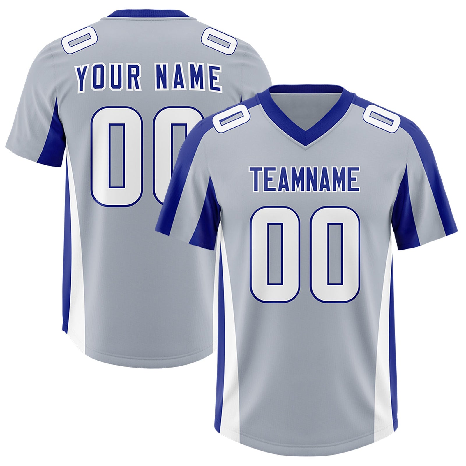 Custom Silver Royal Side Stripe Pattern Authentic Football Jersey