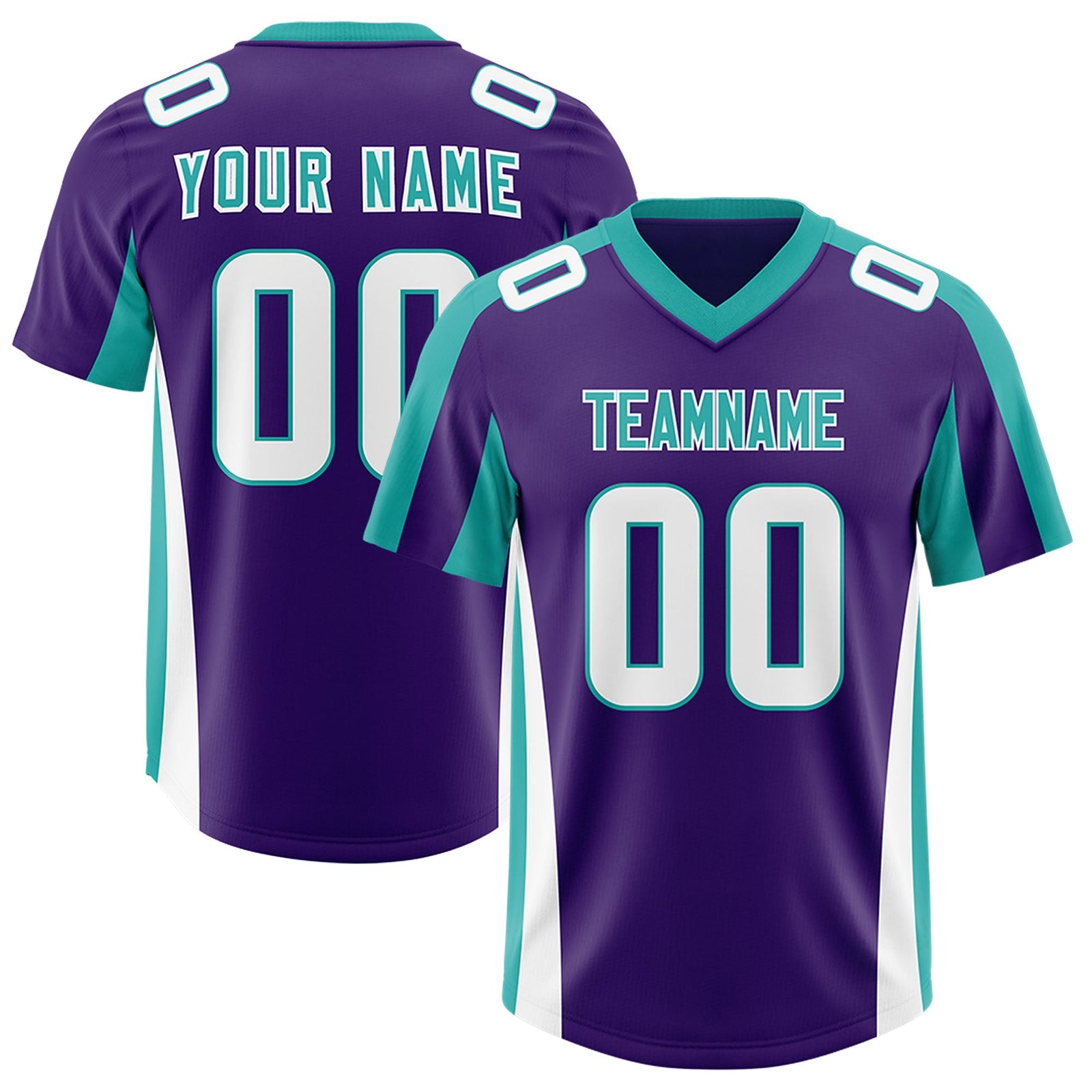 Custom Purple Aqua Side Stripe Pattern Authentic Football Jersey