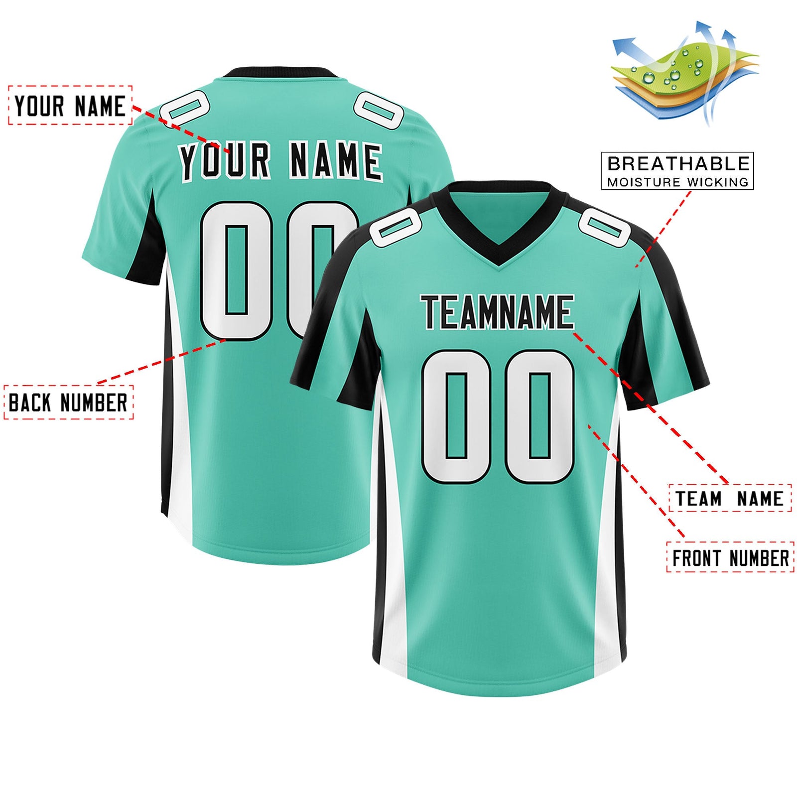 Custom Bright Green Black Side Stripe Pattern Authentic Football Jersey