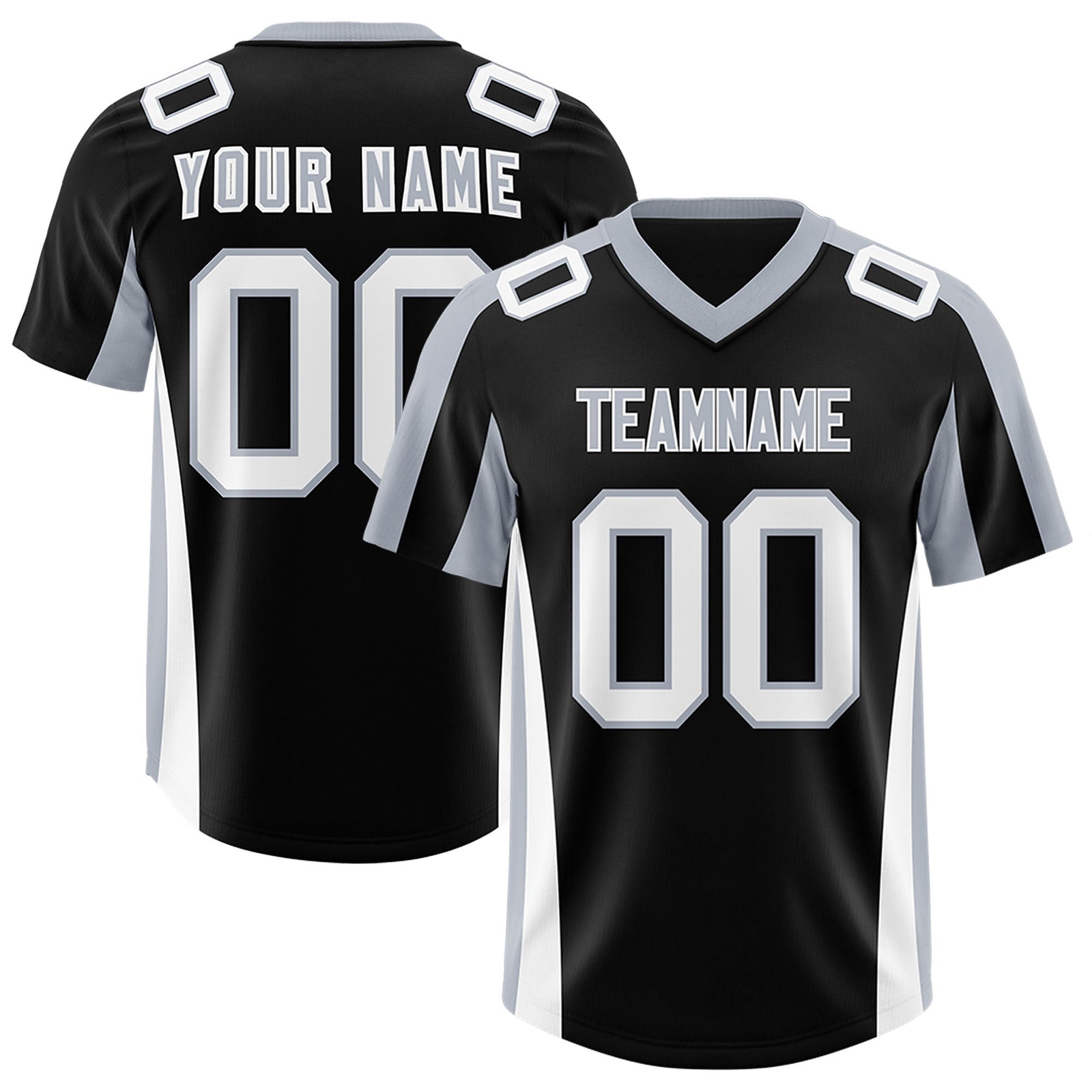 Custom Black Silver Side Stripe Pattern Authentic Football Jersey
