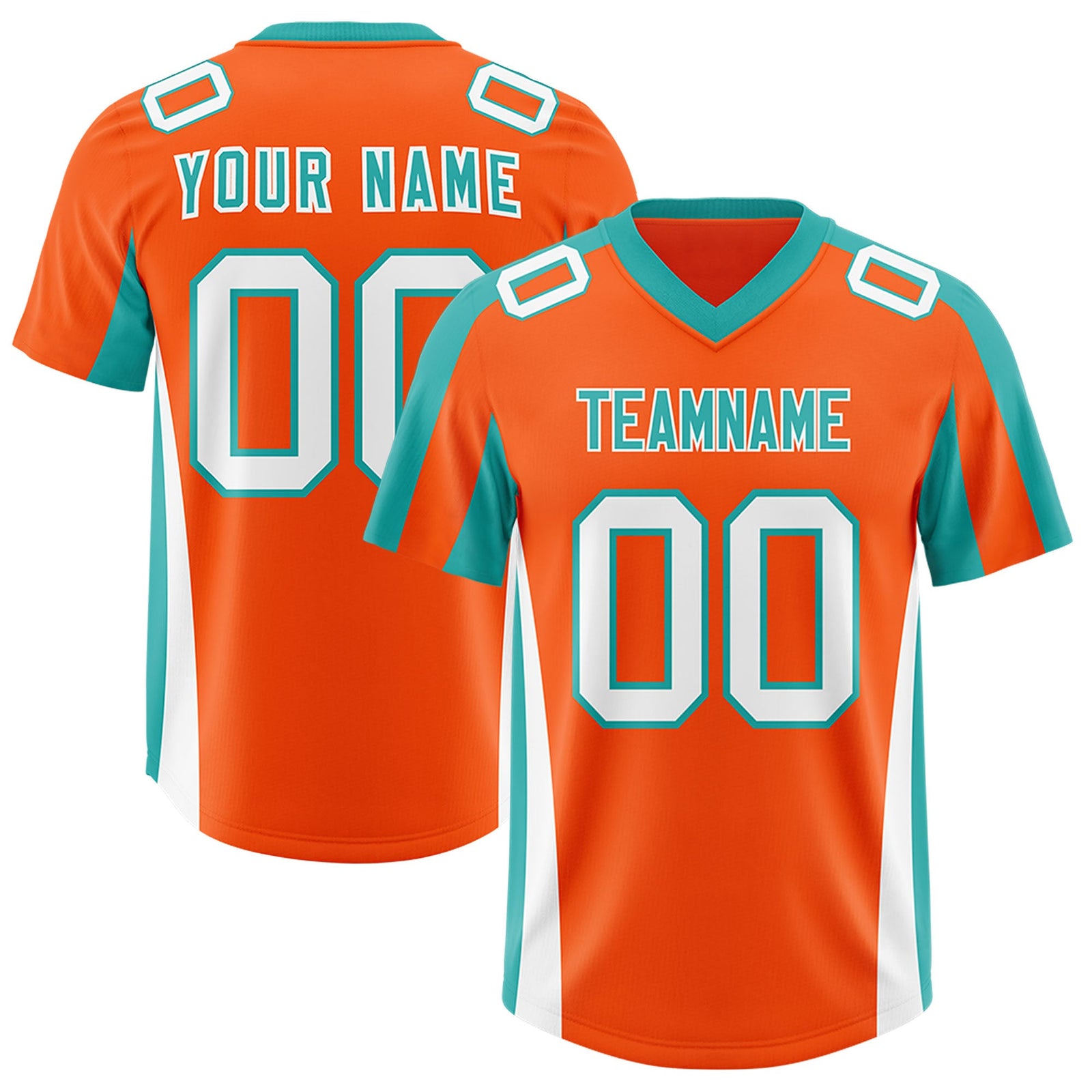 Custom Orange Aqua Side Stripe Pattern Authentic Football Jersey