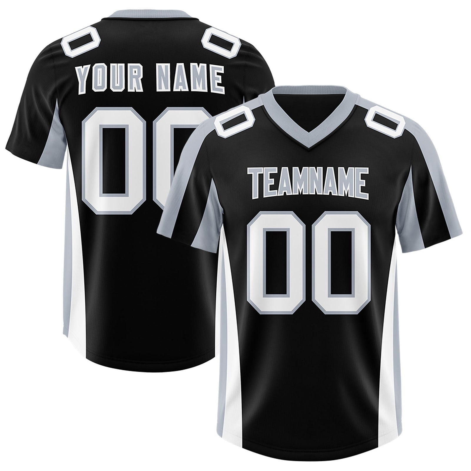 Custom Black Silver Side Stripe Pattern Authentic Football Jersey