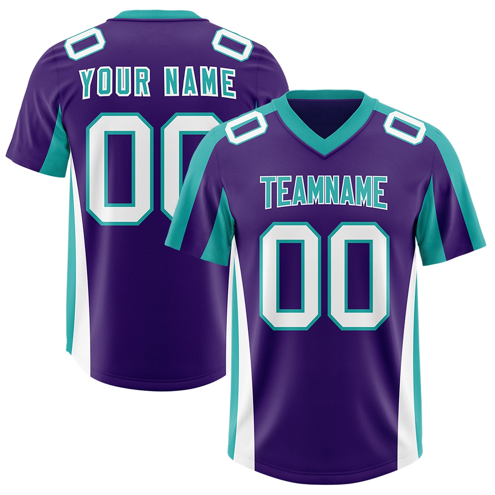Custom Purple Aqua Side Stripe Pattern Authentic Football Jersey