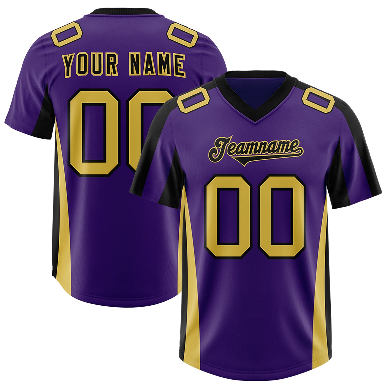 Custom Purple Black Side Stripe Pattern Authentic Football Jersey