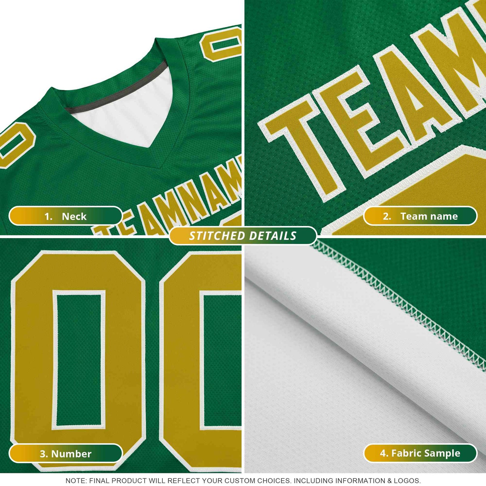 Custom Red Gold Side Stripe Pattern Authentic Football Jersey