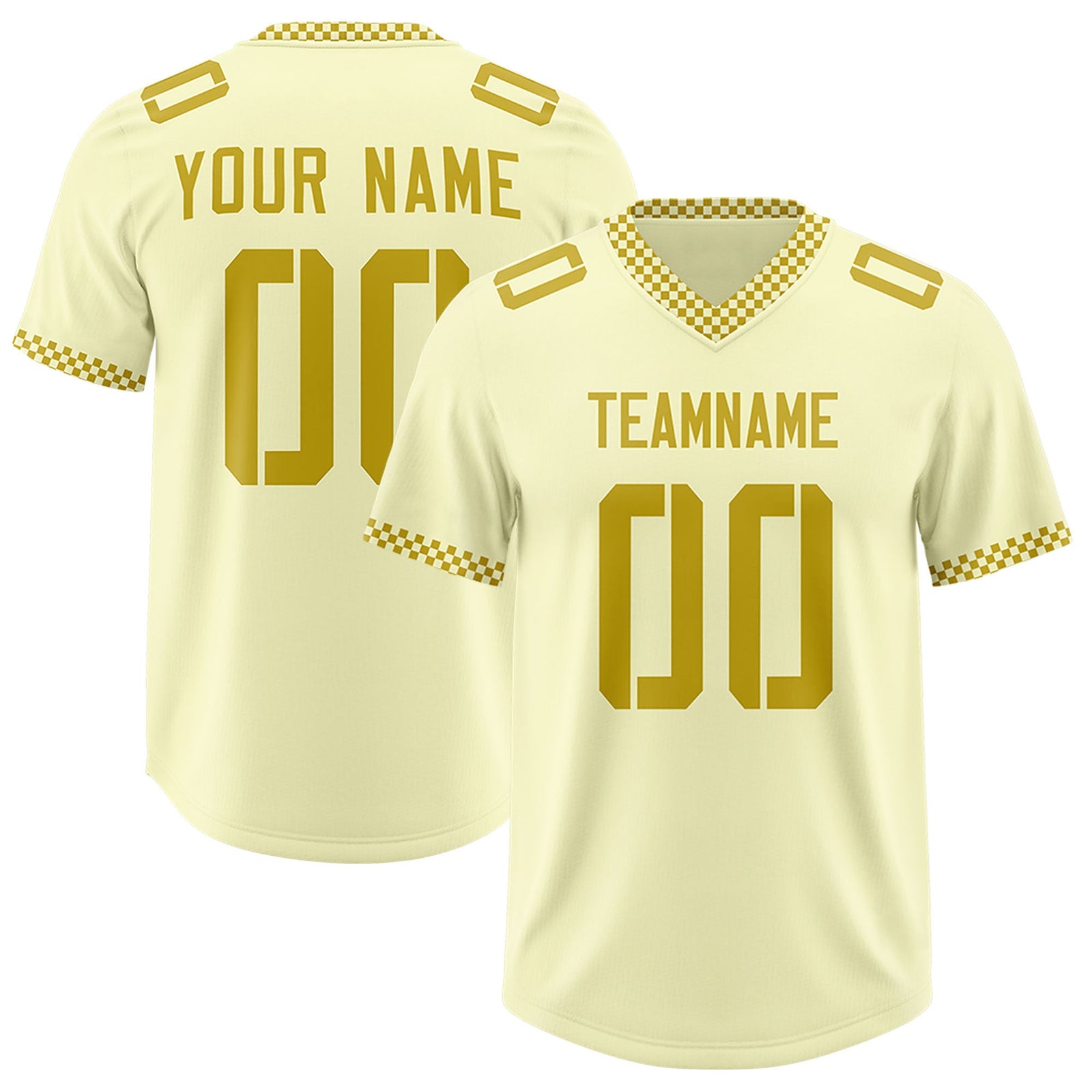 Custom Cream Old Gold Personalized Neckline Square Classic Authentic Football Jersey