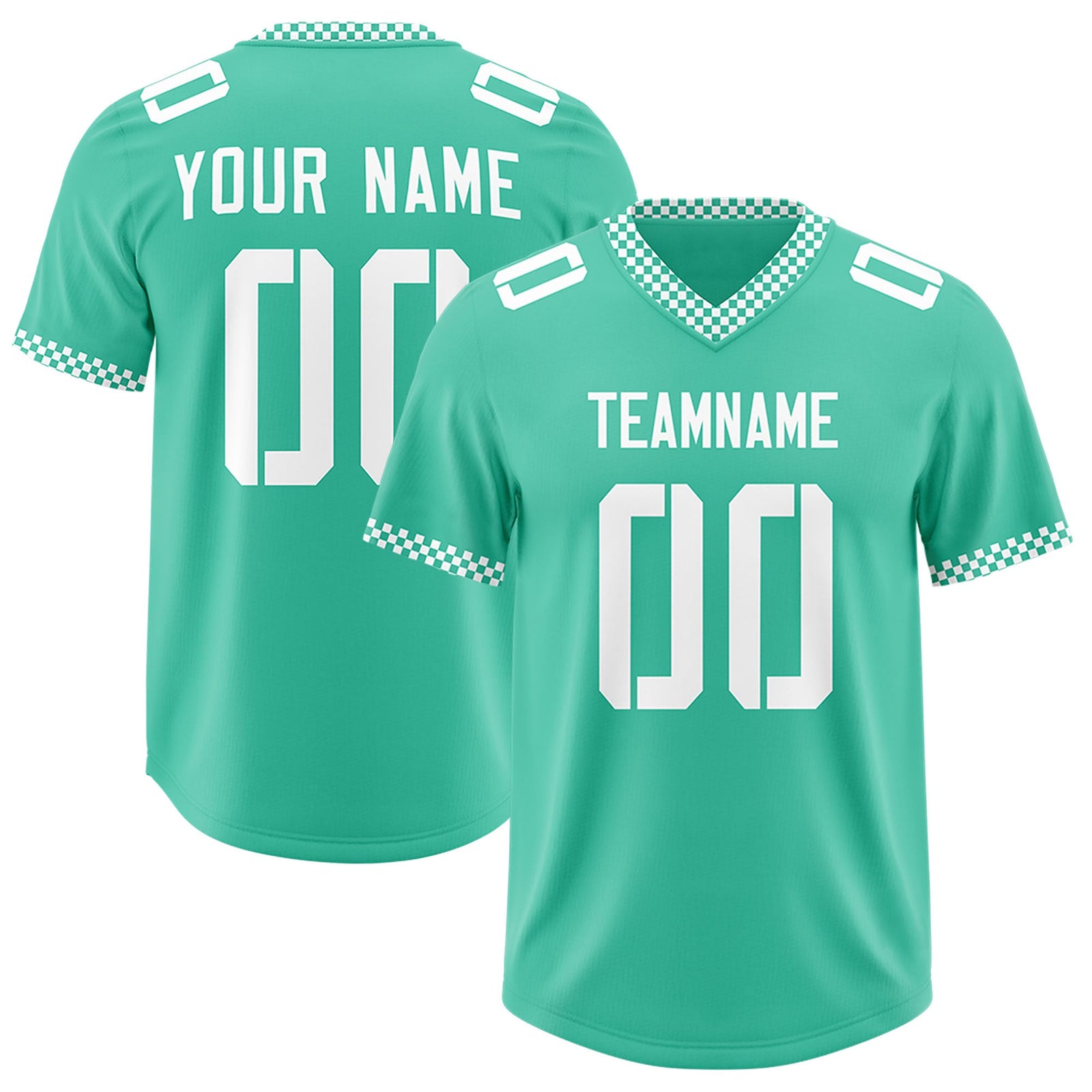 Custom Bright Green White Personalized Neckline Square Classic Authentic Football Jersey