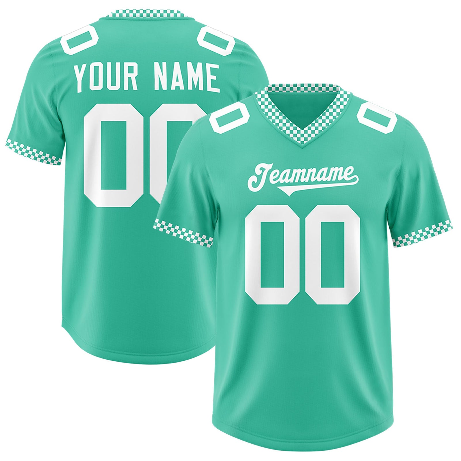 Custom Bright Green White Personalized Neckline Square Classic Authentic Football Jersey
