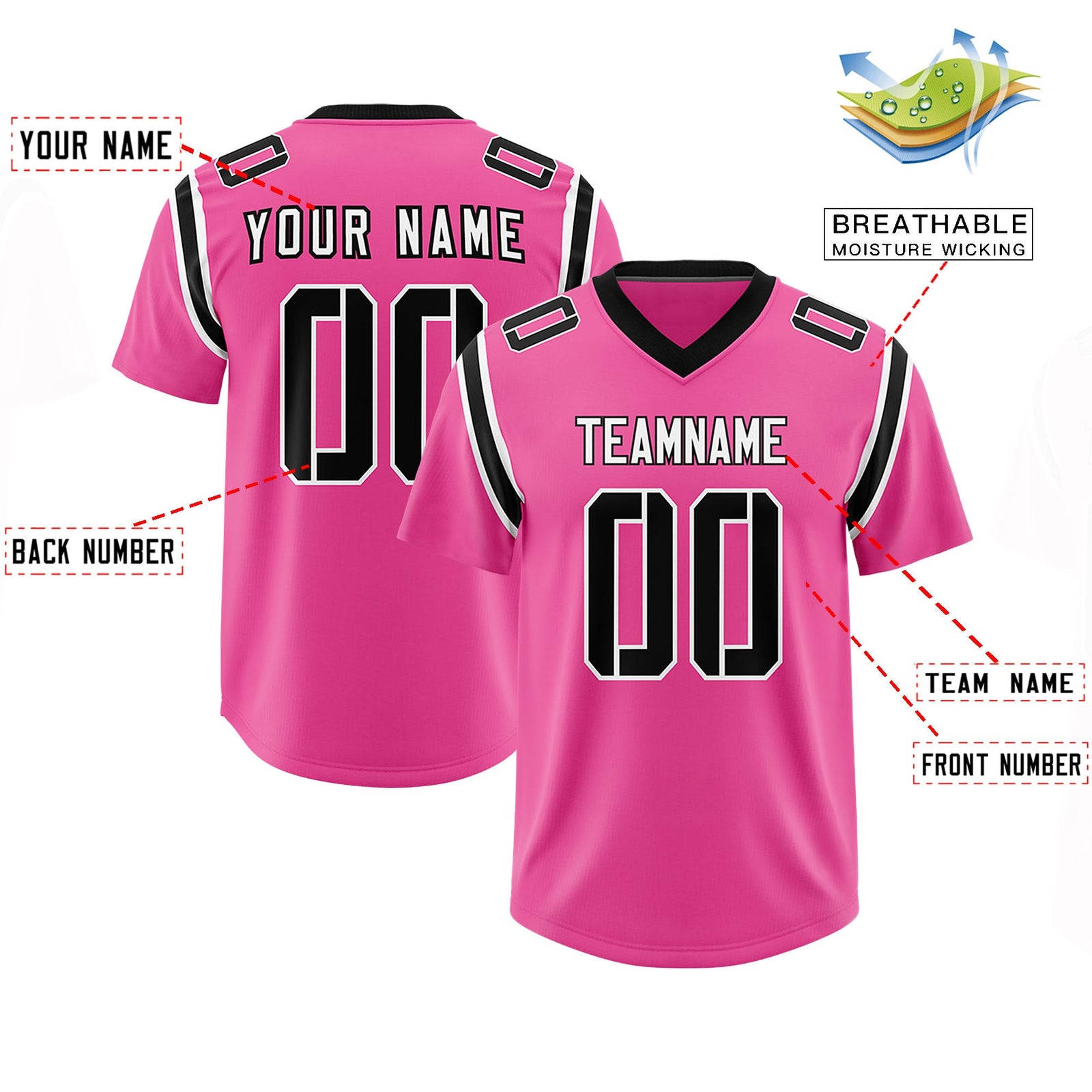 Custom Pink Personalized Shoulder Cut Two-Tone Authentic Football Jersey