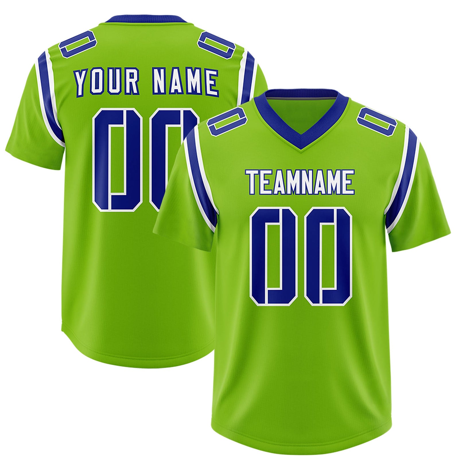Custom Neon Green Personalized Shoulder Cut Two-Tone Authentic Football Jersey