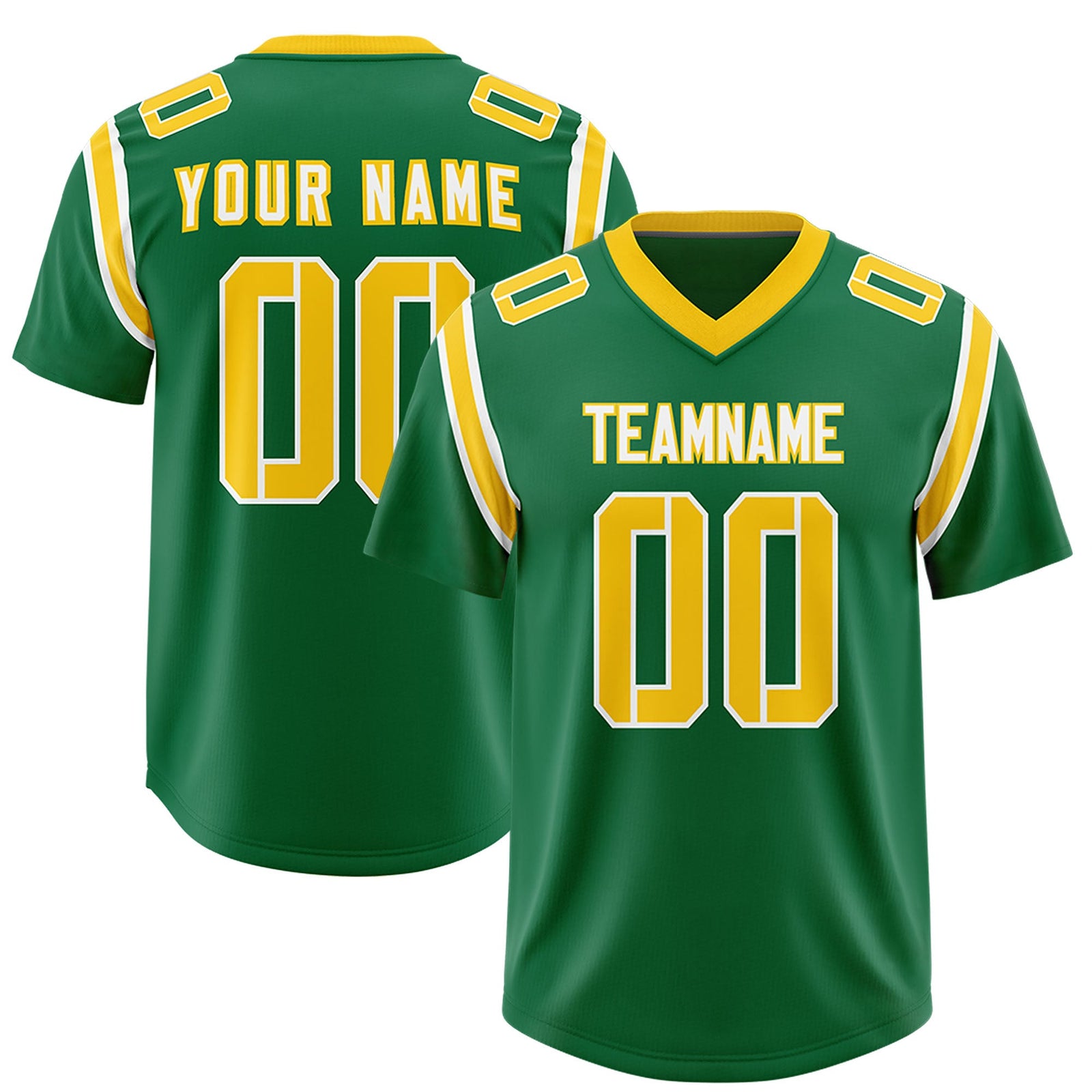 Custom Kelly Green Personalized Shoulder Cut Two-Tone Authentic Football Jersey