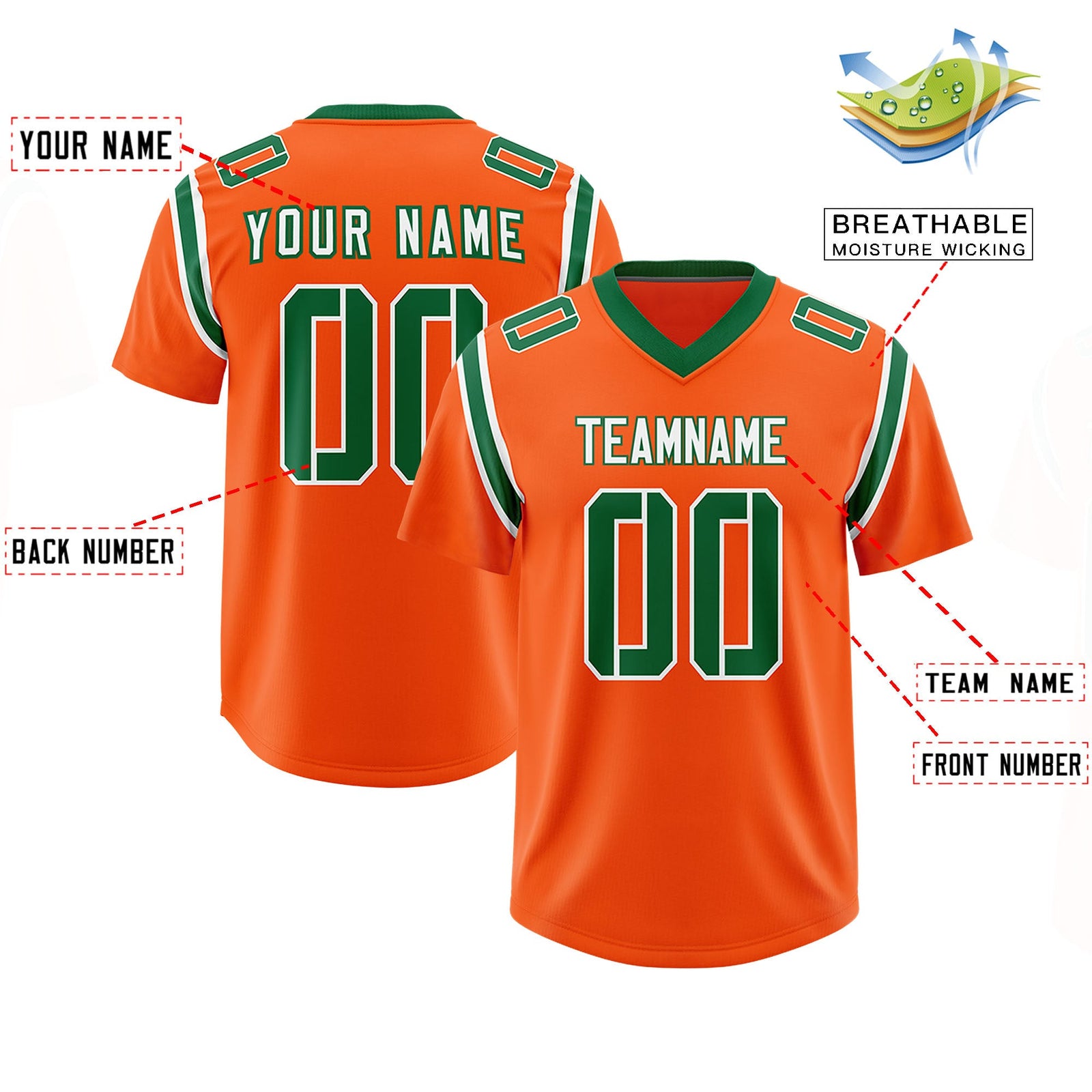 Custom Orange Personalized Shoulder Cut Two-Tone Authentic Football Jersey