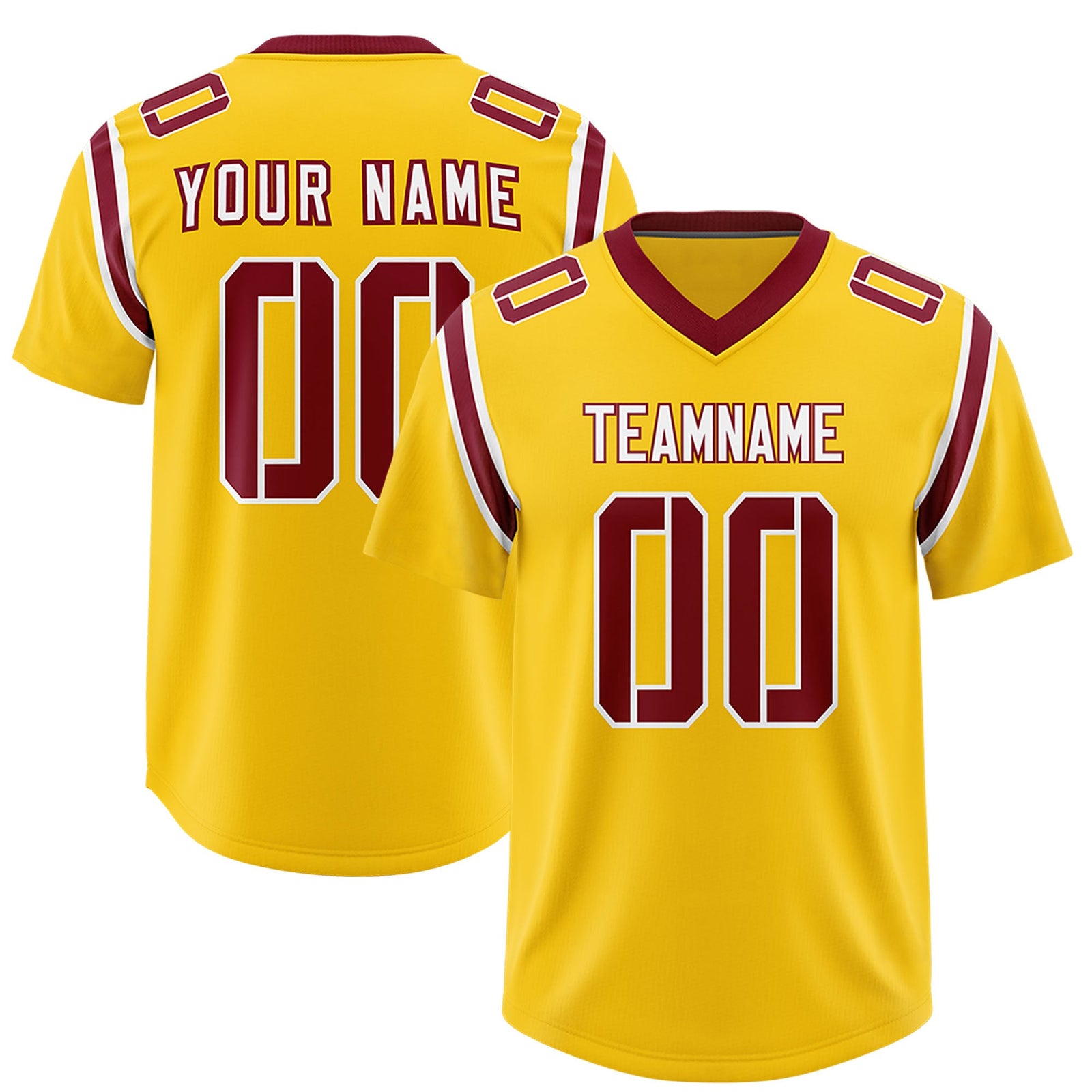 Custom Gold Personalized Shoulder Cut Two-Tone Authentic Football Jersey