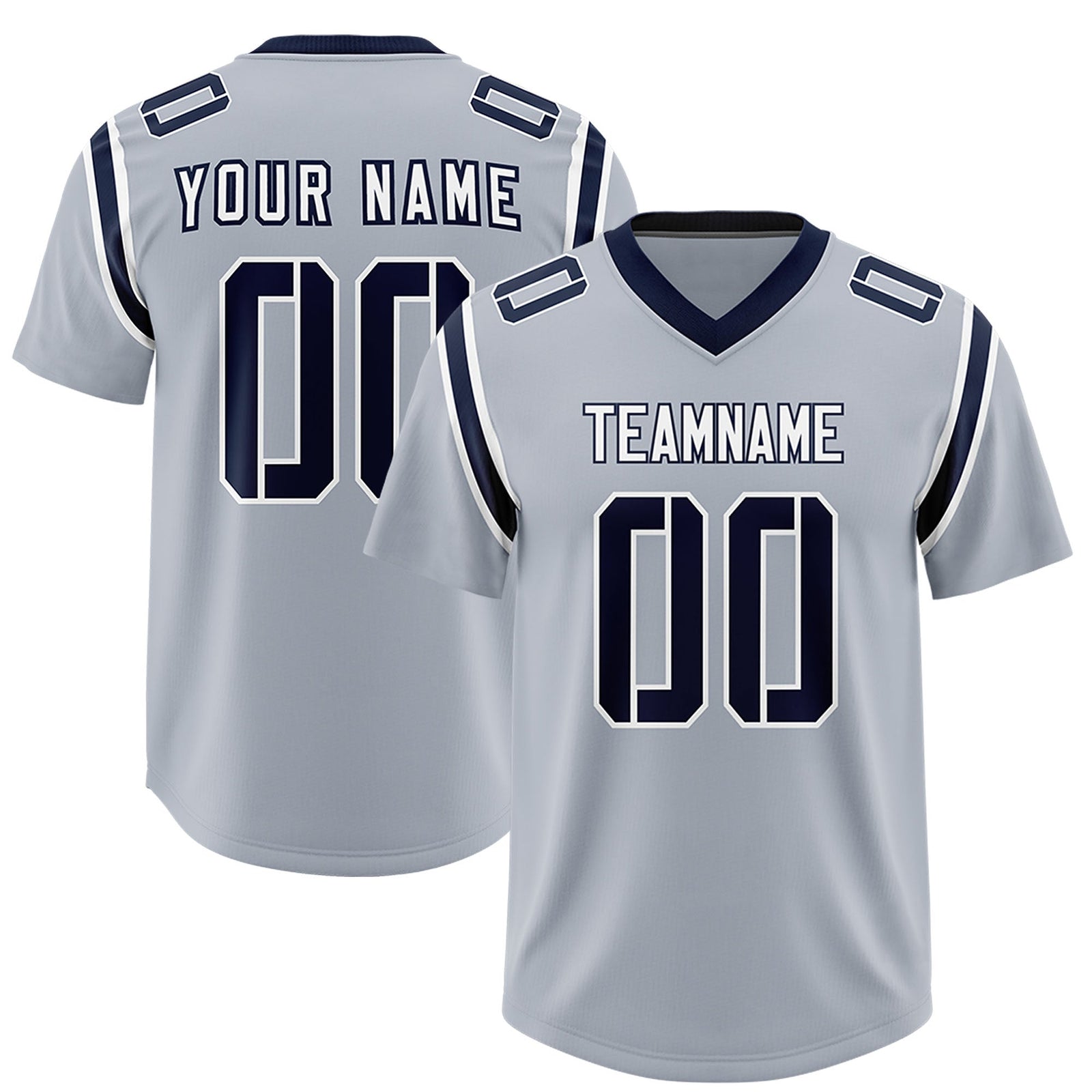 Custom Silver Personalized Shoulder Cut Two-Tone Authentic Football Jersey