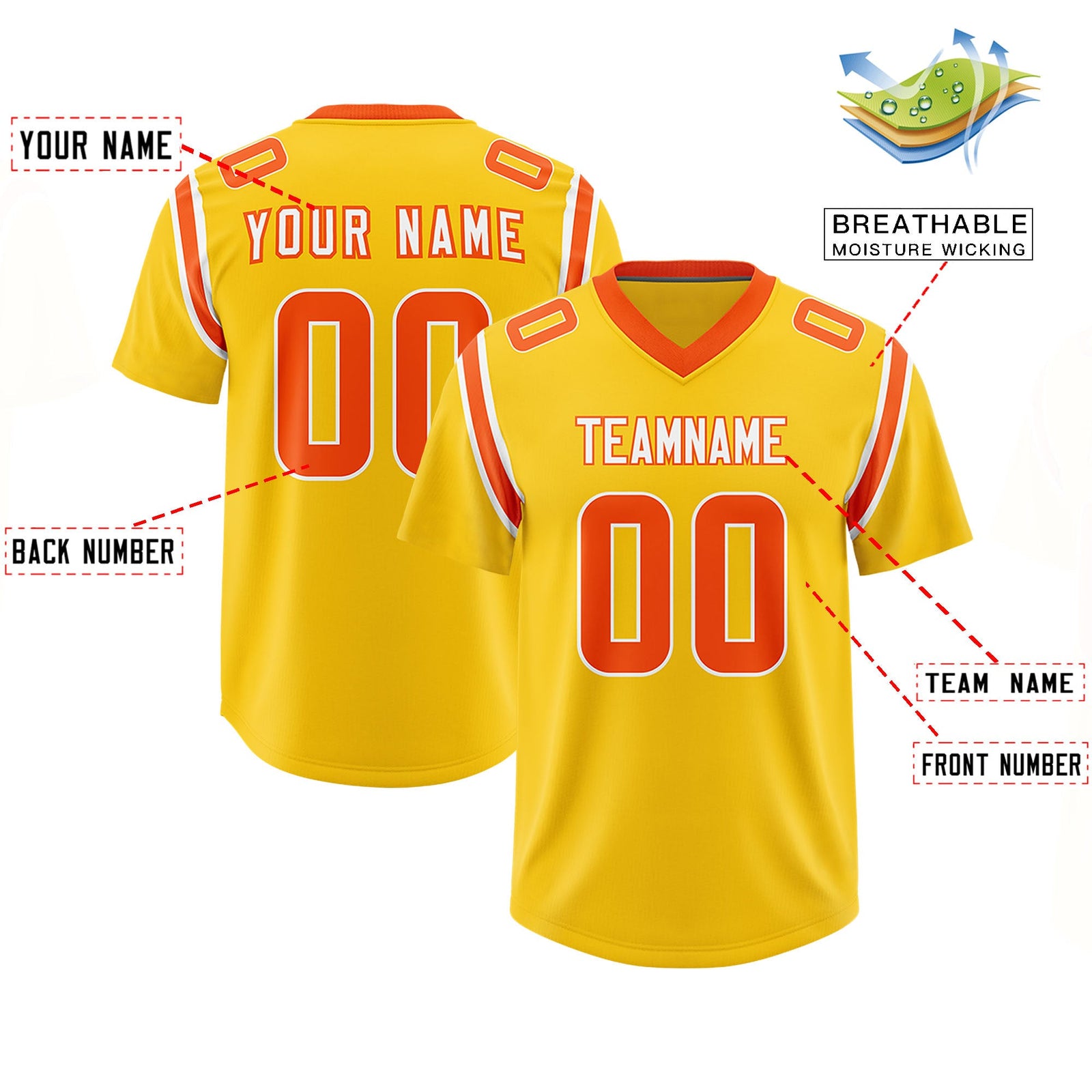Custom Gold Personalized Shoulder Cut Two-Tone Authentic Football Jersey