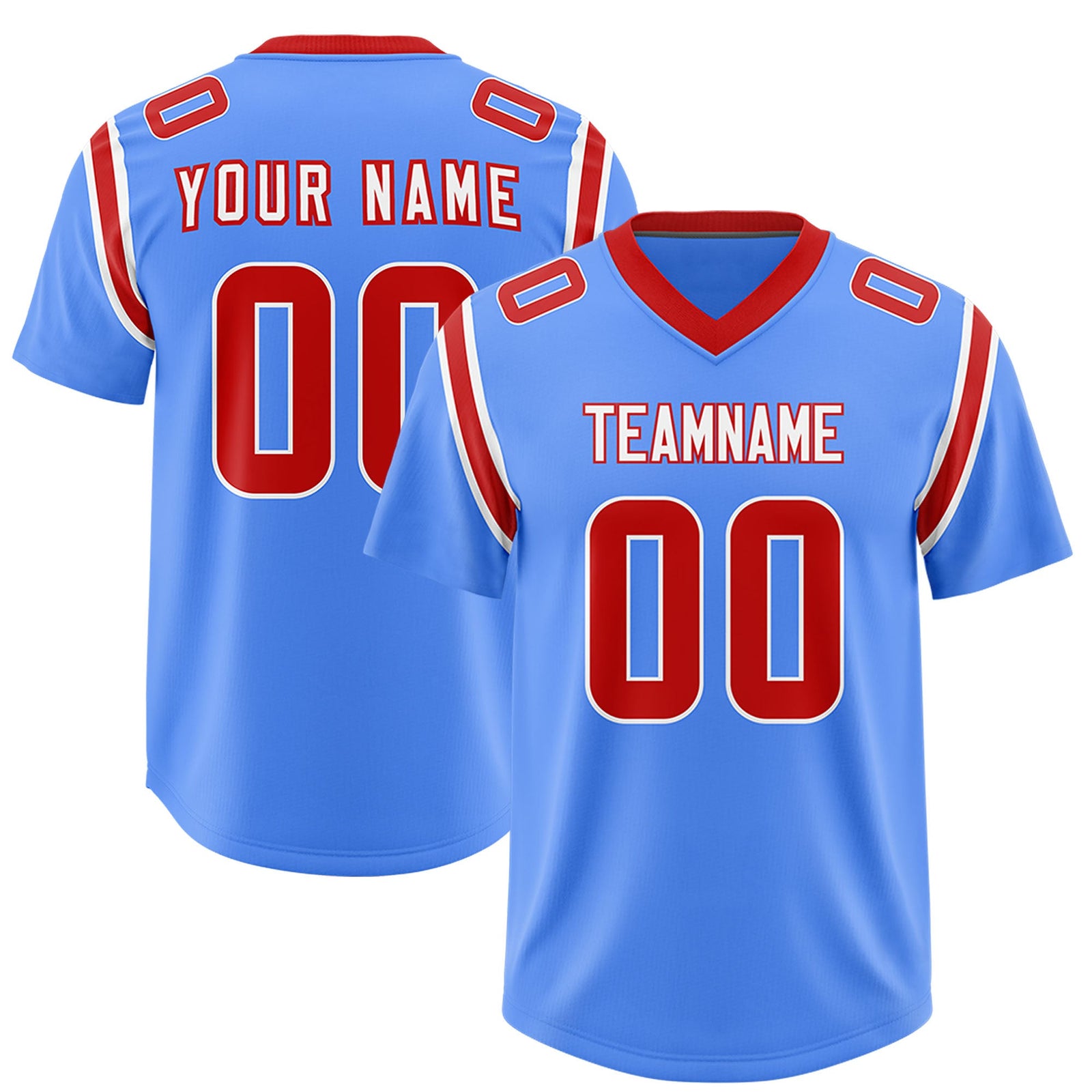 Custom Powder Blue Personalized Shoulder Cut Two-Tone Authentic Football Jersey