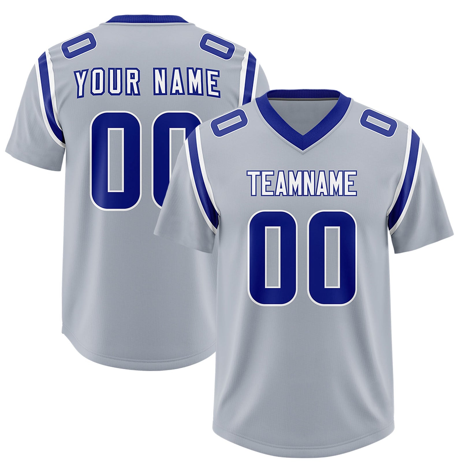 Custom Silver Personalized Shoulder Cut Two-Tone Authentic Football Jersey