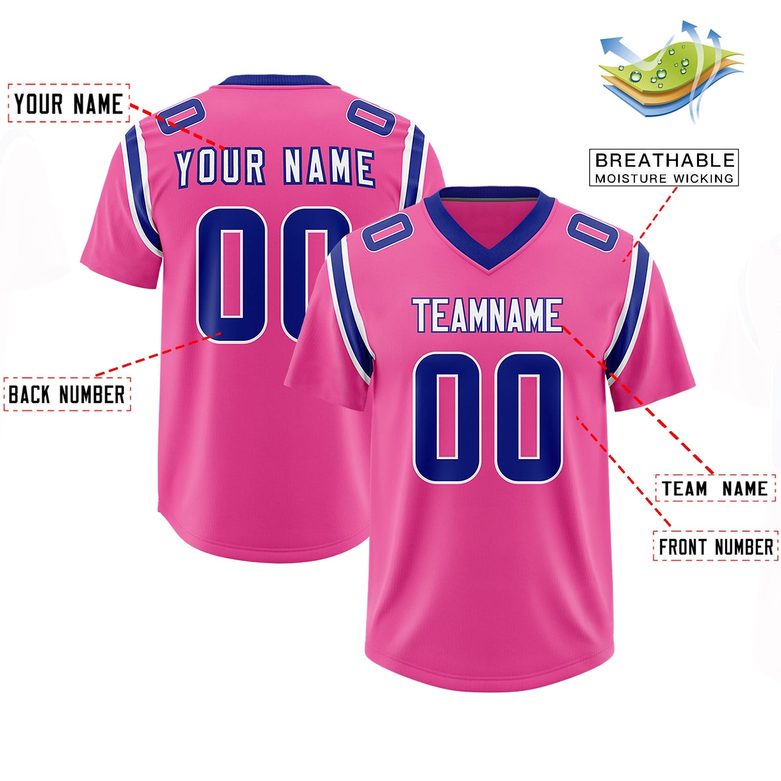 Custom Pink Personalized Shoulder Cut Two-Tone Authentic Football Jersey