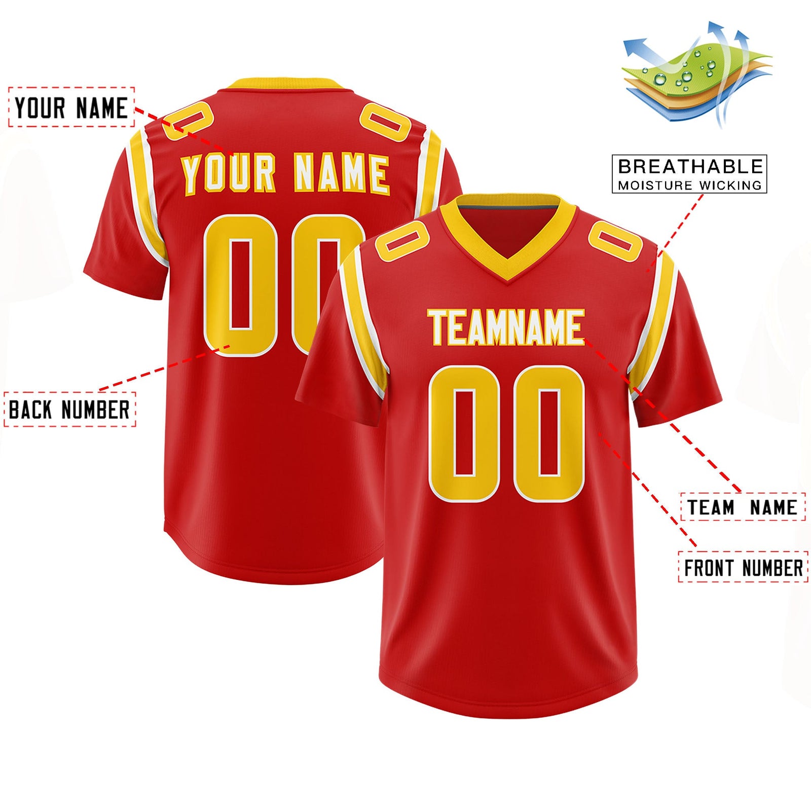 Custom Red Personalized Shoulder Cut Two-Tone Authentic Football Jersey