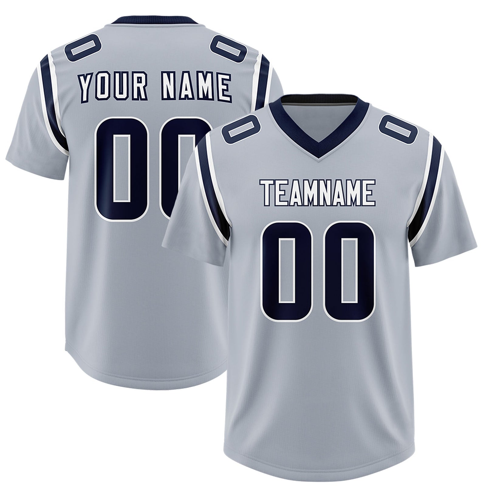 Custom Silver Personalized Shoulder Cut Two-Tone Authentic Football Jersey