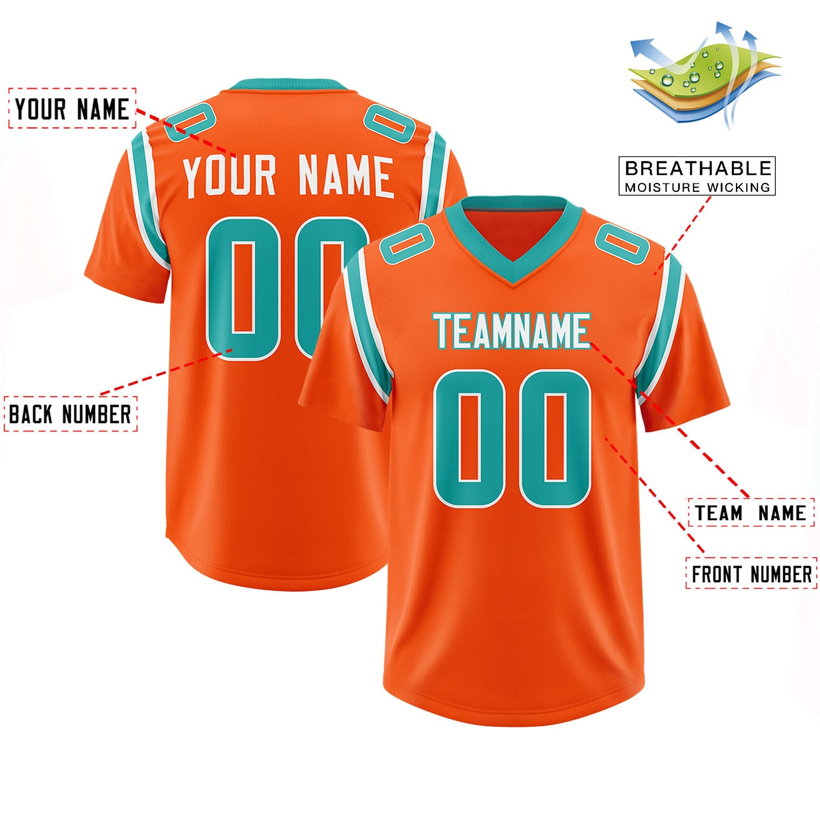 Custom Orange Personalized Shoulder Cut Two-Tone Authentic Football Jersey