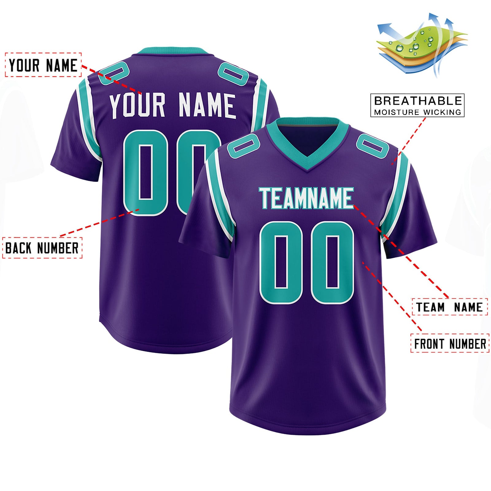 Custom Purple Personalized Shoulder Cut Two-Tone Authentic Football Jersey